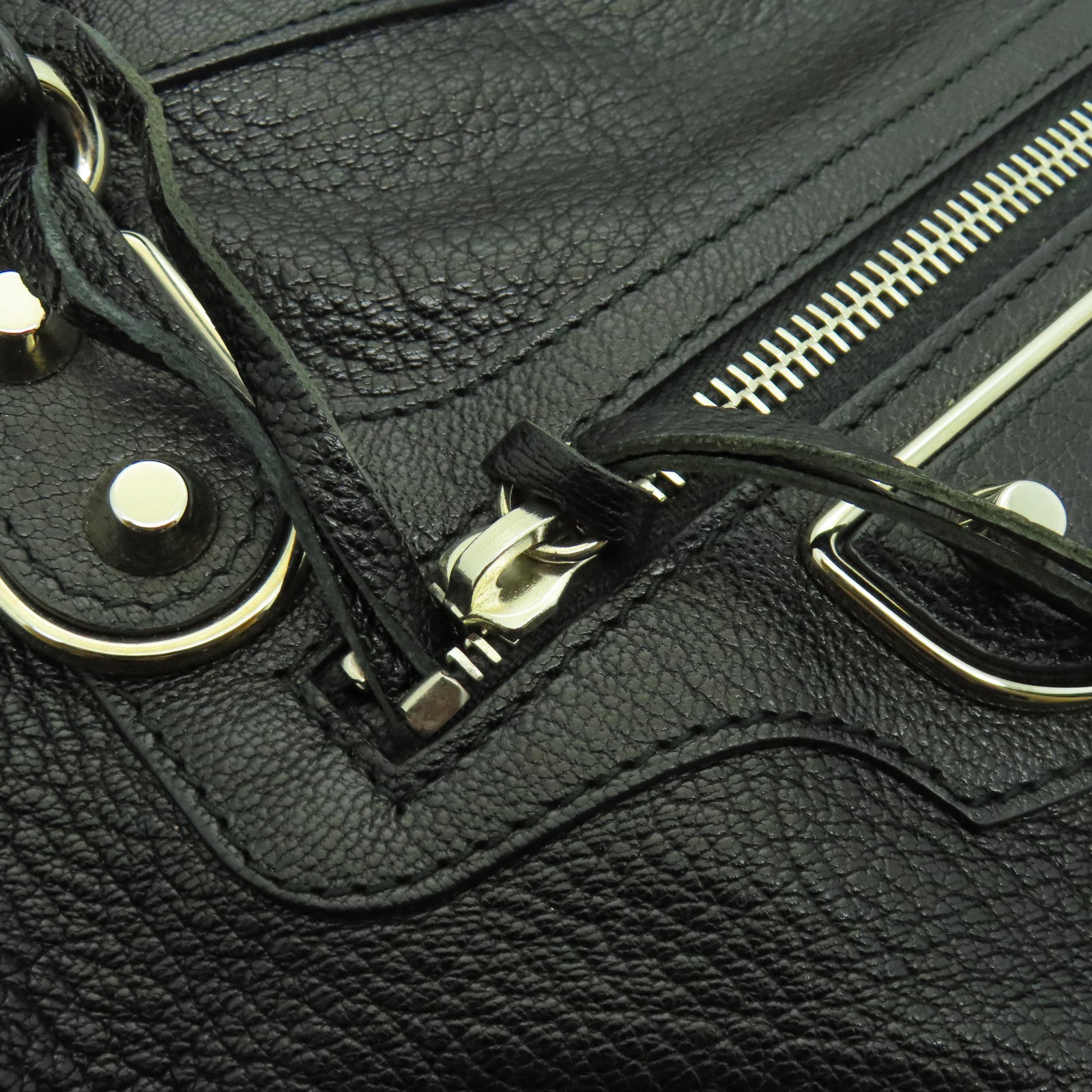 BALENCIAGA 牛皮皮革Shoulder Bag銀扣手挽肩背兩用袋黑色