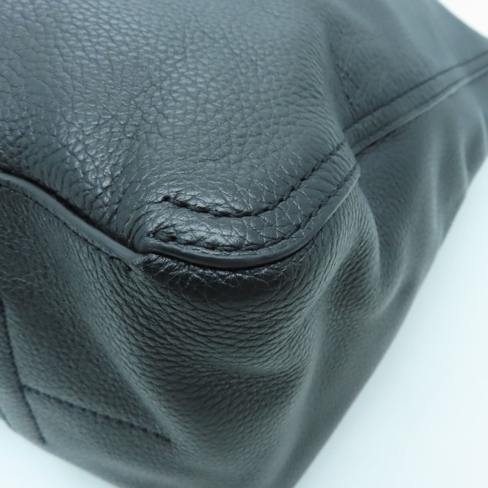 Furla Cowhide Leather 2 Way Shoulder Gold Buckle Handle Shoulder Bag Black
