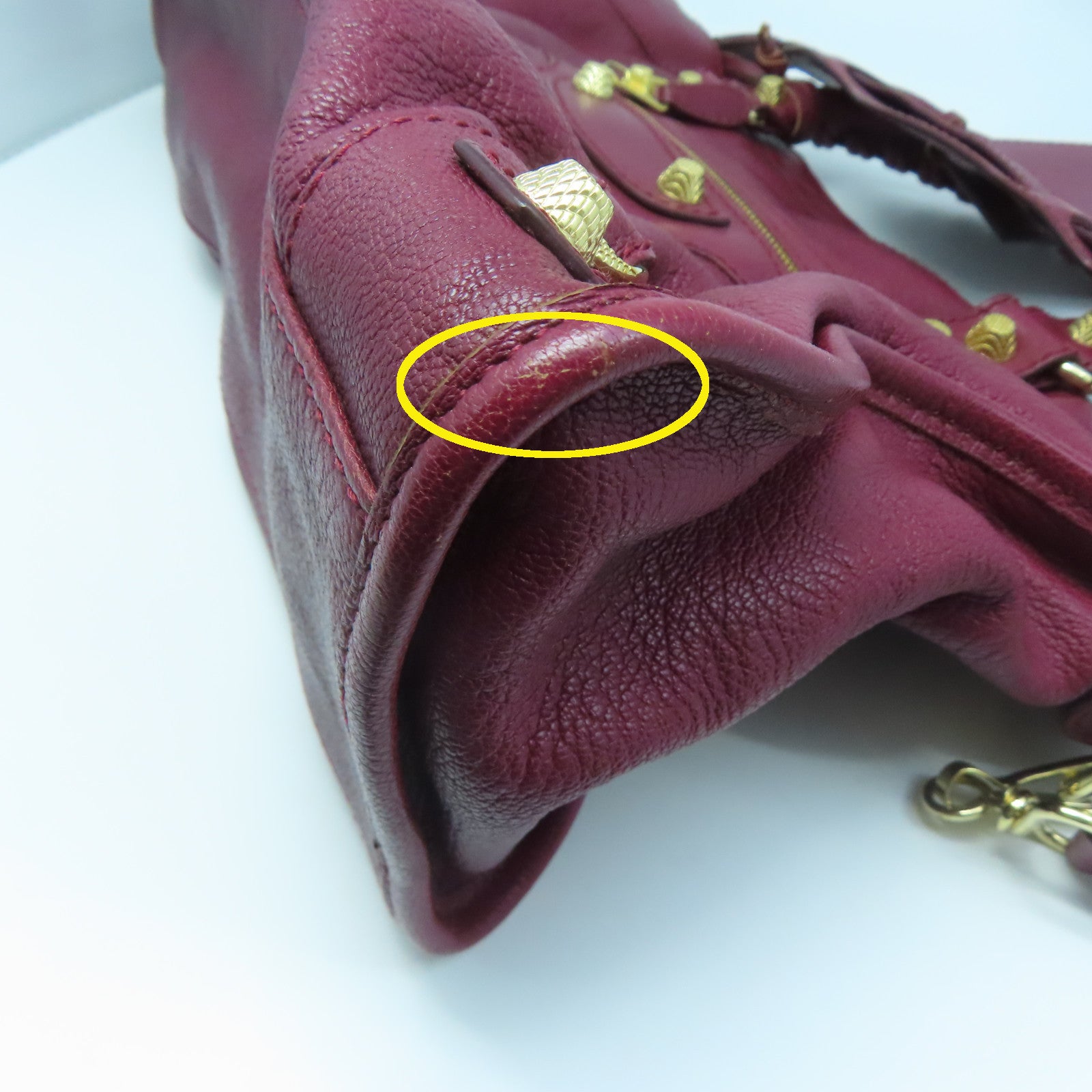 BALENCIAGA 牛皮皮革City金扣手挽肩背兩用袋紅色