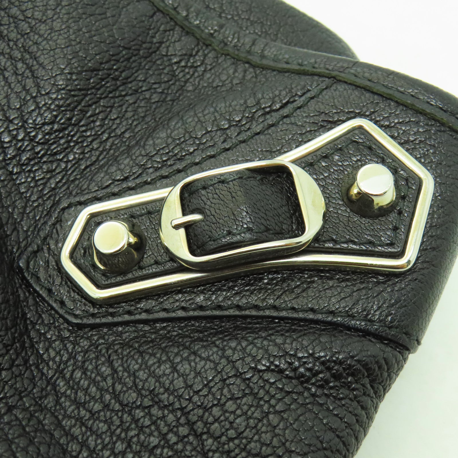 BALENCIAGA 牛皮皮革Shoulder Bag銀扣手挽肩背兩用袋黑色