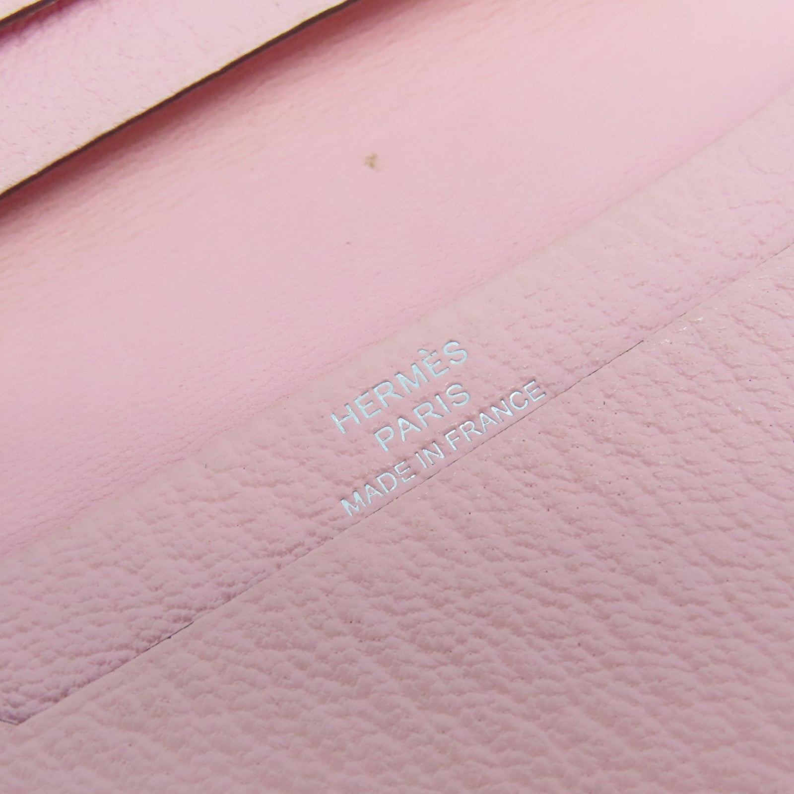 HERMES Chevre皮革Bearn Card Case銀扣卡片套櫻花粉色