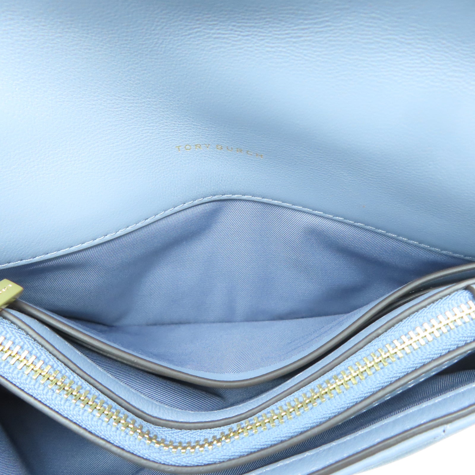 Tory Burch 牛皮皮革Bag金扣鏈帶肩背袋灰色