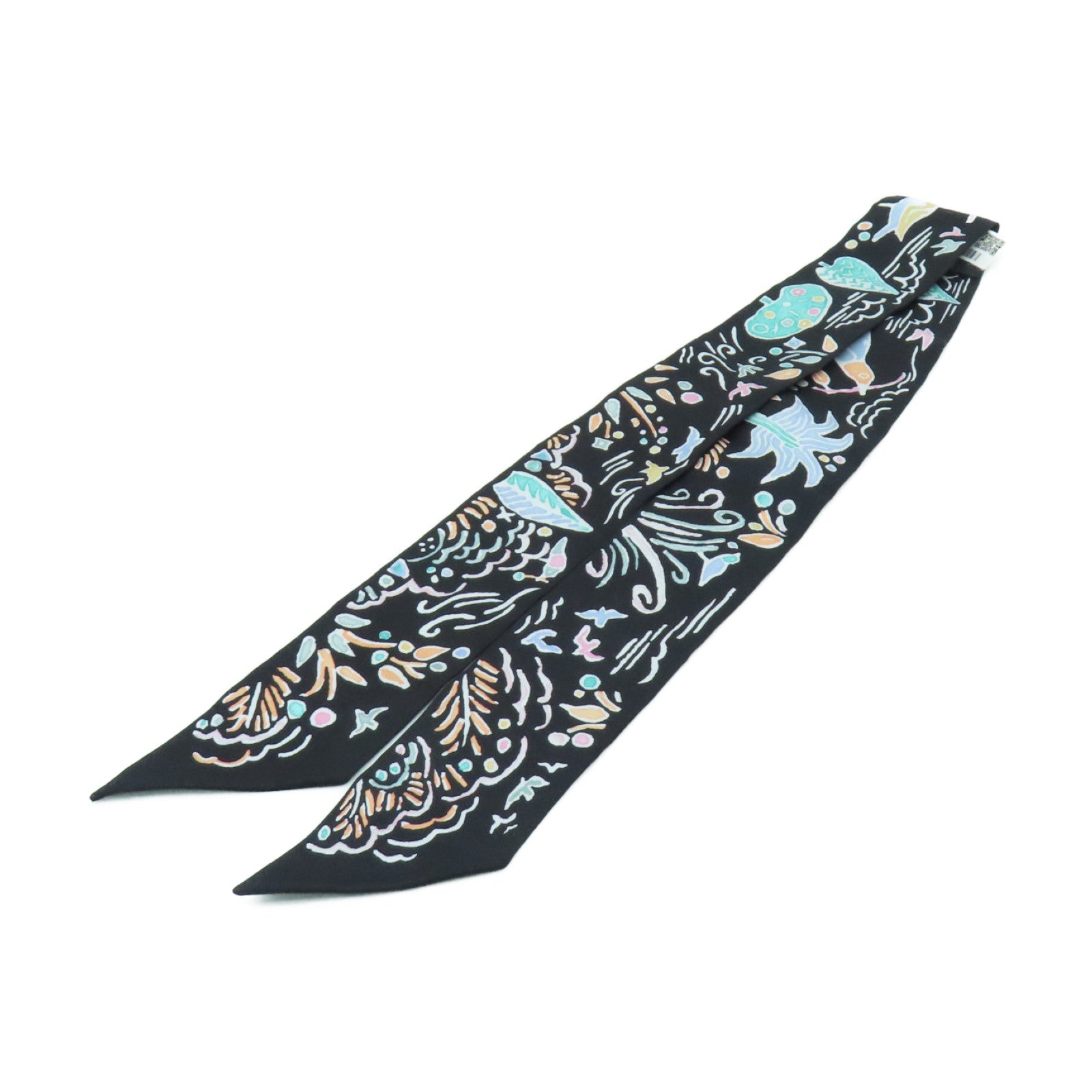 HERMES 【激減優惠】絲質Twilly絲巾黑色/彩色
