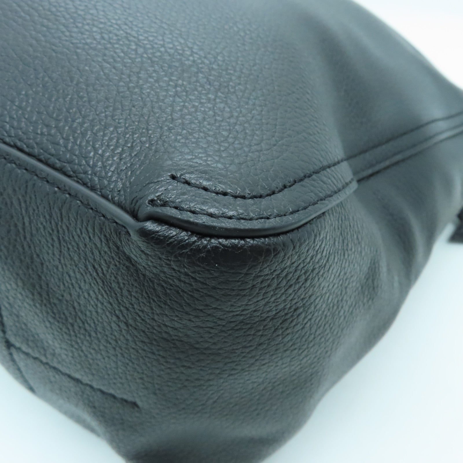 Furla Cowhide Leather 2 Way Shoulder Gold Buckle Handle Shoulder Bag Black