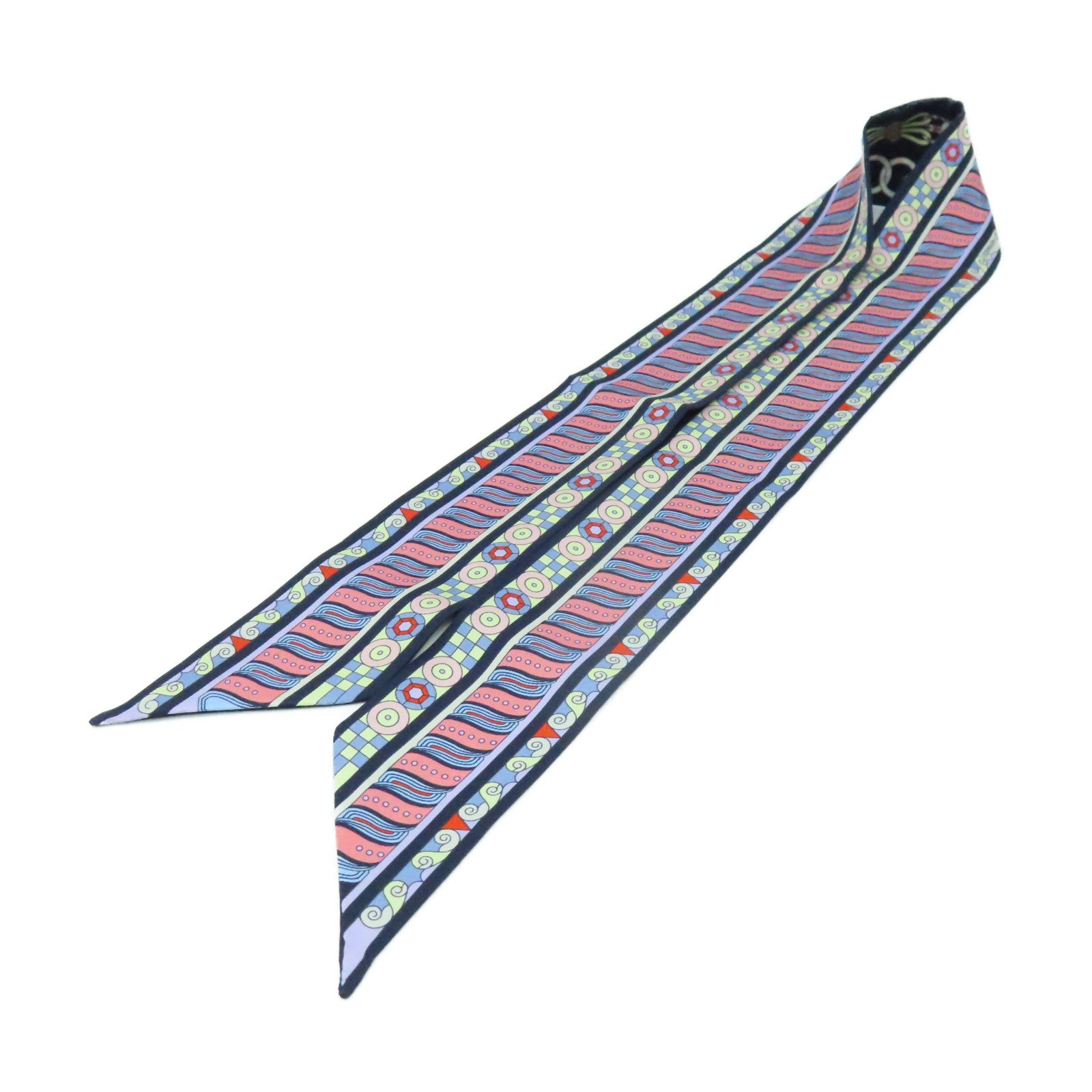 HERMES 絲質Twilly Scarf絲巾深藍色/紫色/彩色