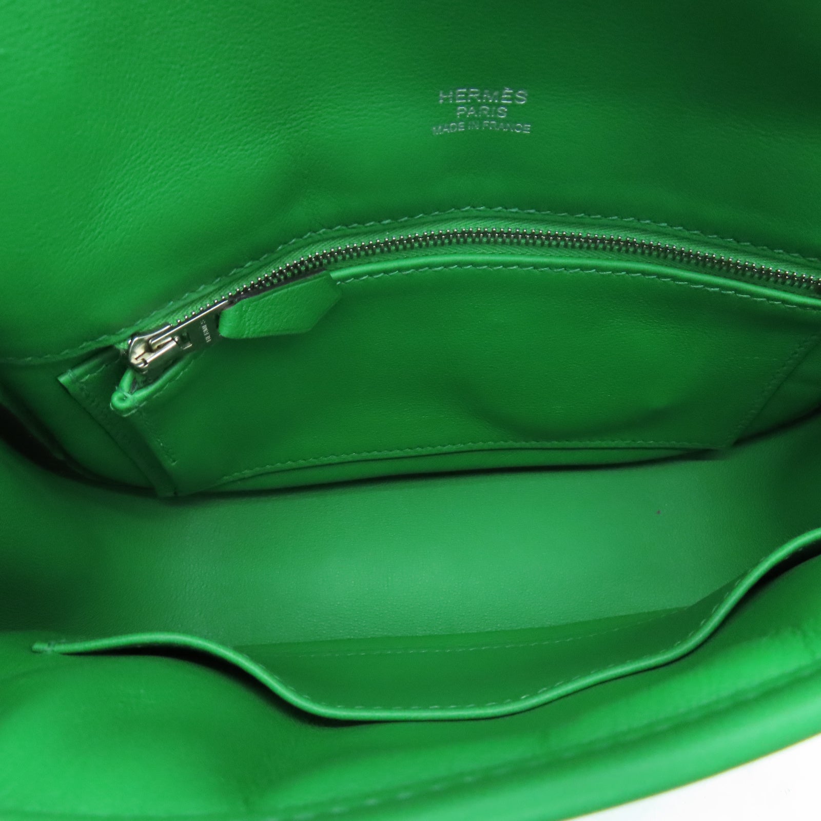 HERMES Veau Swift皮革Mini Berlin銀扣肩背袋竹子綠色