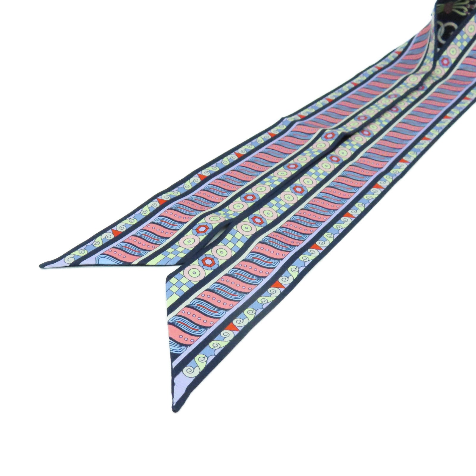 HERMES 絲質Twilly Scarf絲巾深藍色/紫色/彩色