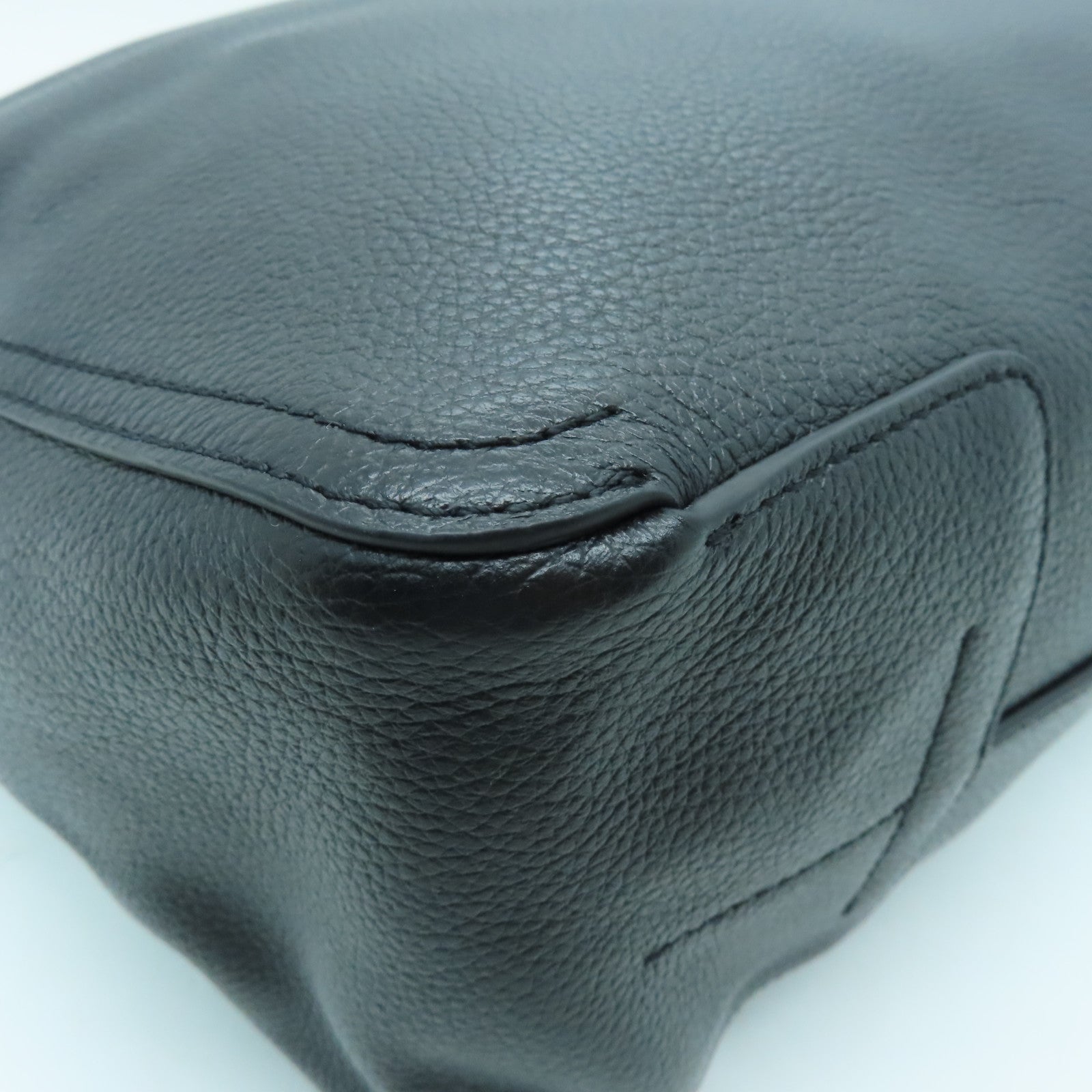 Furla Cowhide Leather 2 Way Shoulder Gold Buckle Handle Shoulder Bag Black