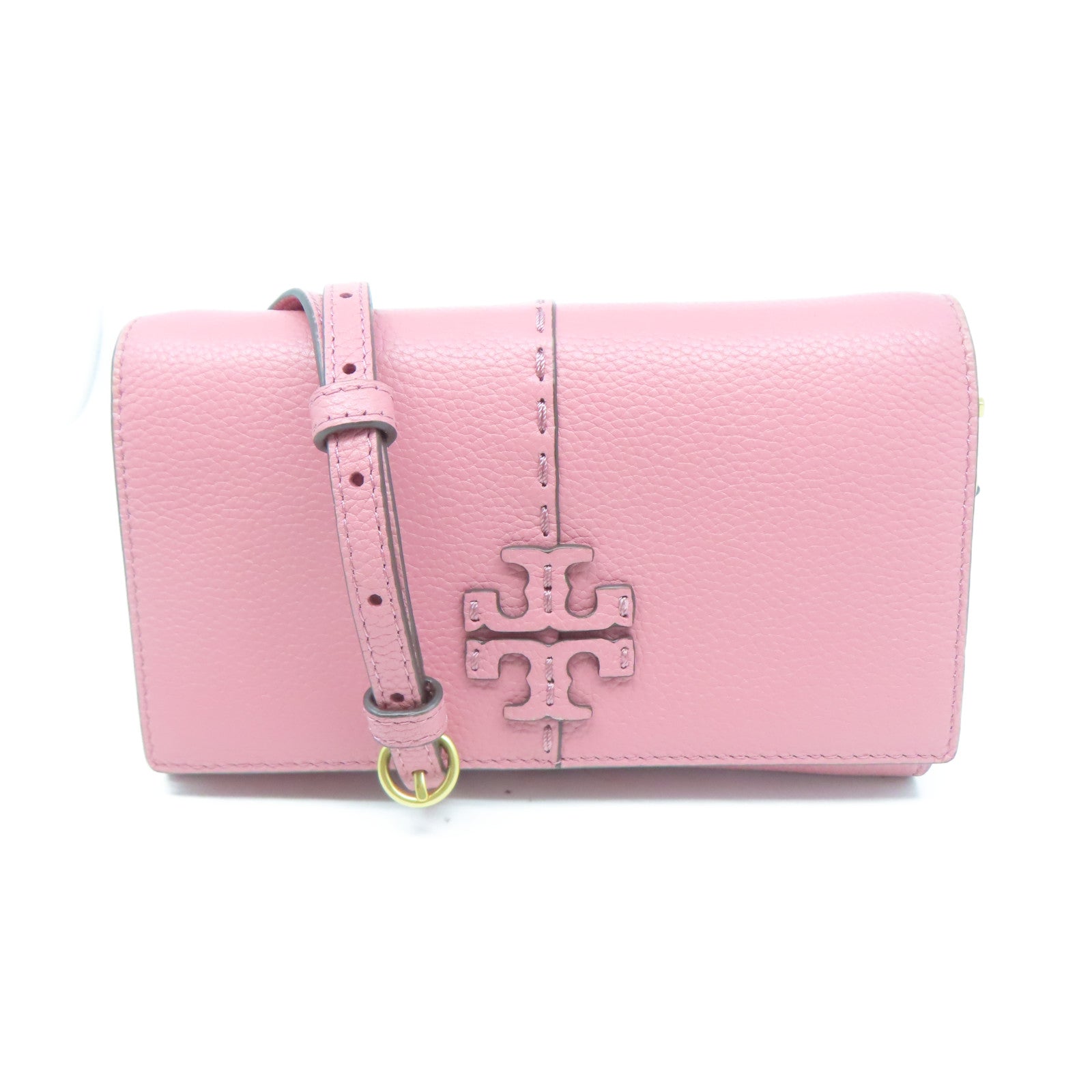 Tory Burch 【激減優惠】牛皮皮革Shoulder Bag金扣肩背袋粉紅色