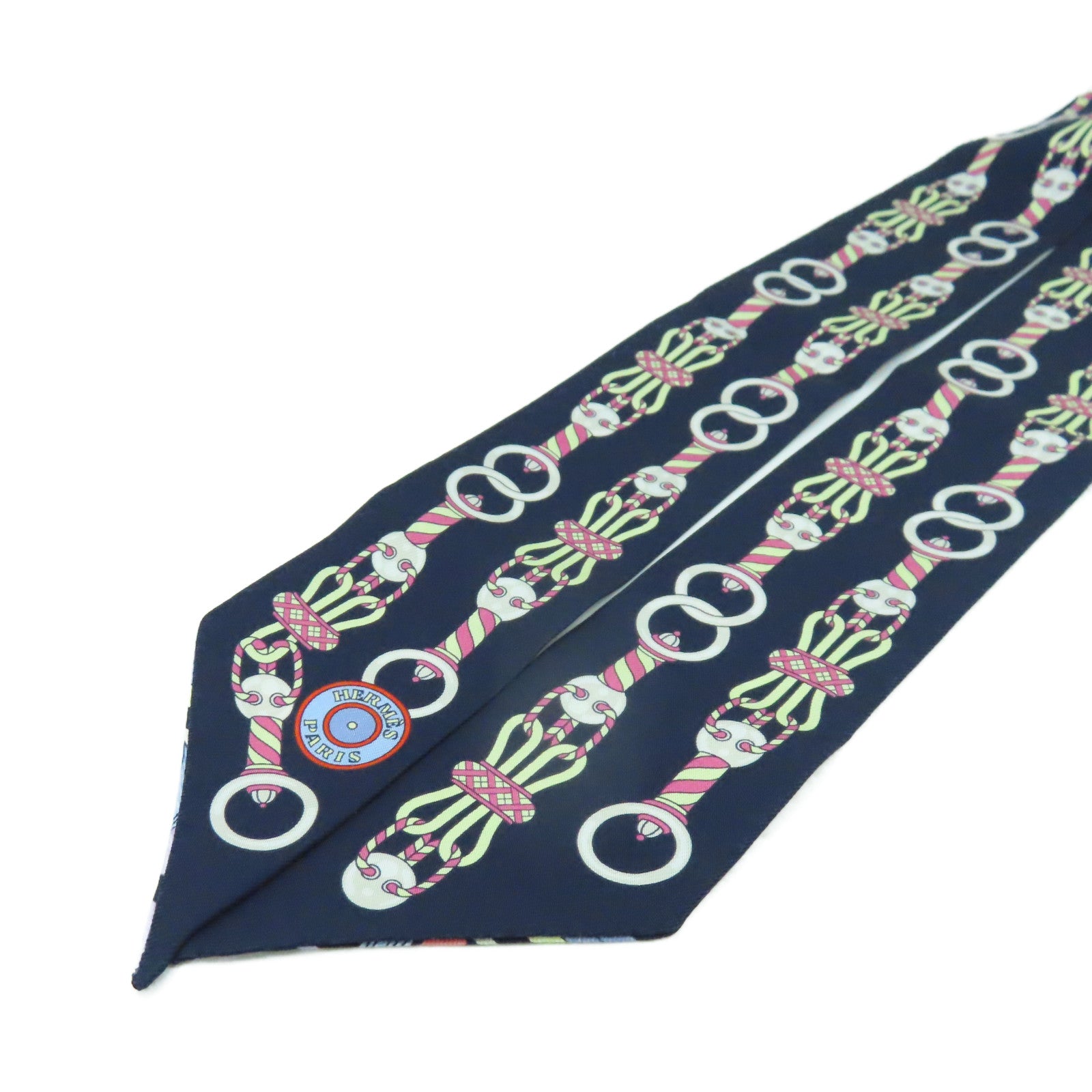 HERMES 絲質Twilly Scarf絲巾深藍色/紫色/彩色