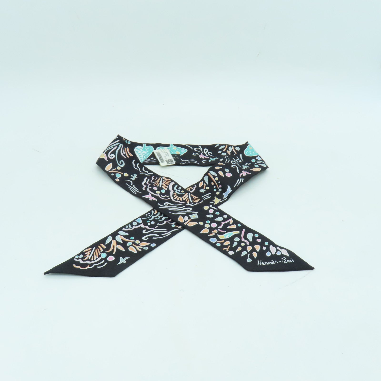 HERMES 【激減優惠】絲質Twilly絲巾黑色/彩色