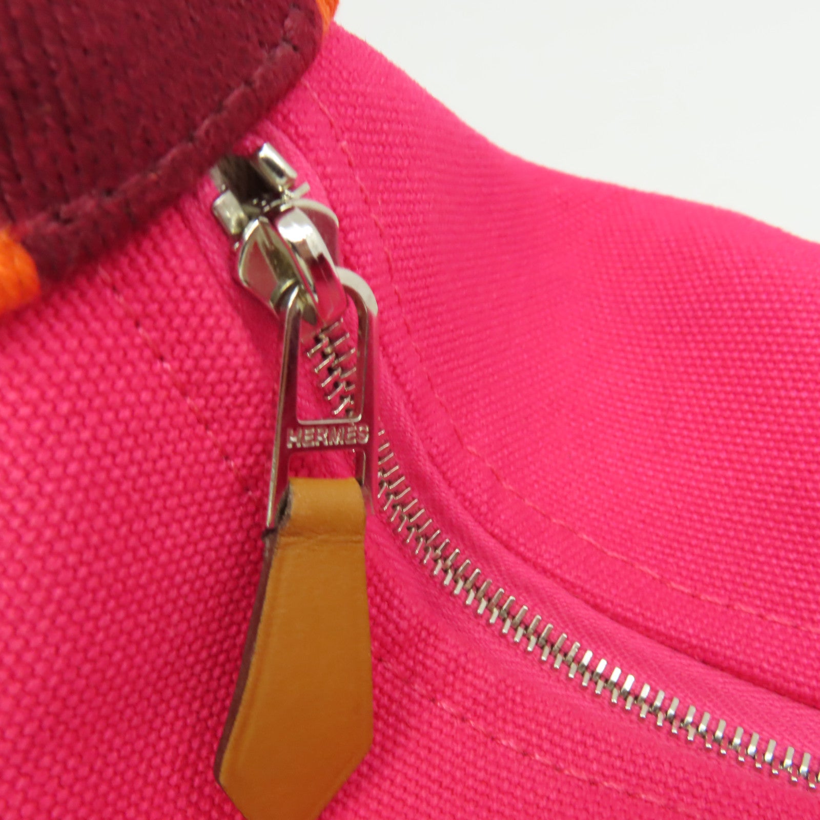 HERMES 帆布Bride-A-Brac Hand Bag銀扣手挽袋粉紅色
