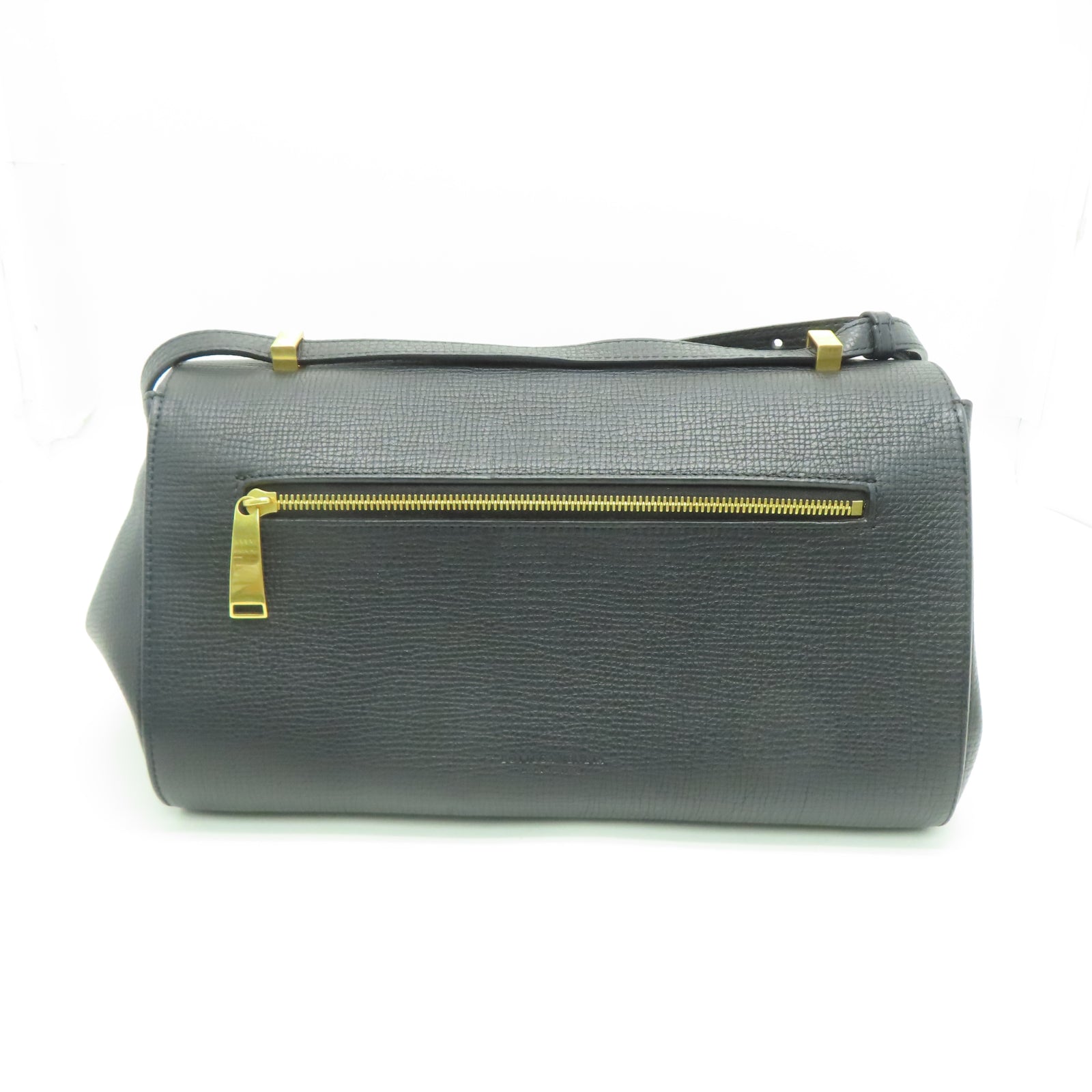 BOTTEGA VENETA Leather Shoulder Bag Gold Buckle Black