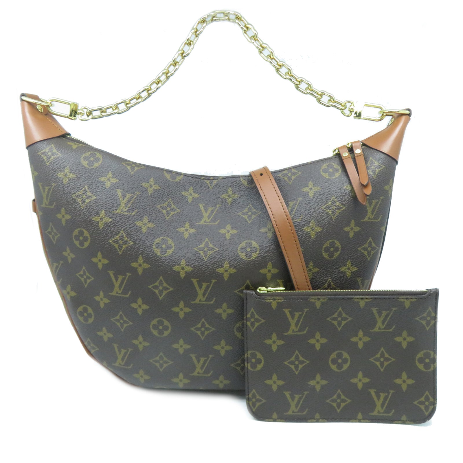 LOUIS VUITTON Monogram Reverse Loop Hobo金扣手挽肩背兩用袋啡色