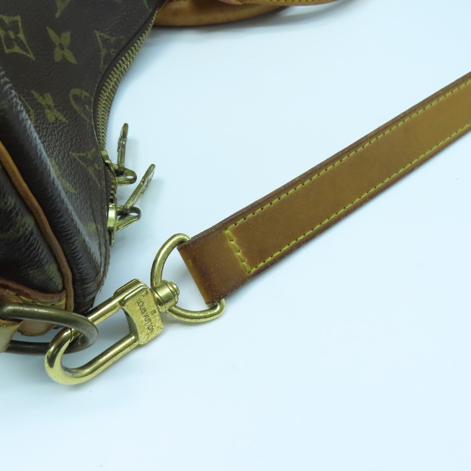 LOUIS VUITTON Monogram Keepall 50 Bandouliere Gold Buckle Boston Bag Brown