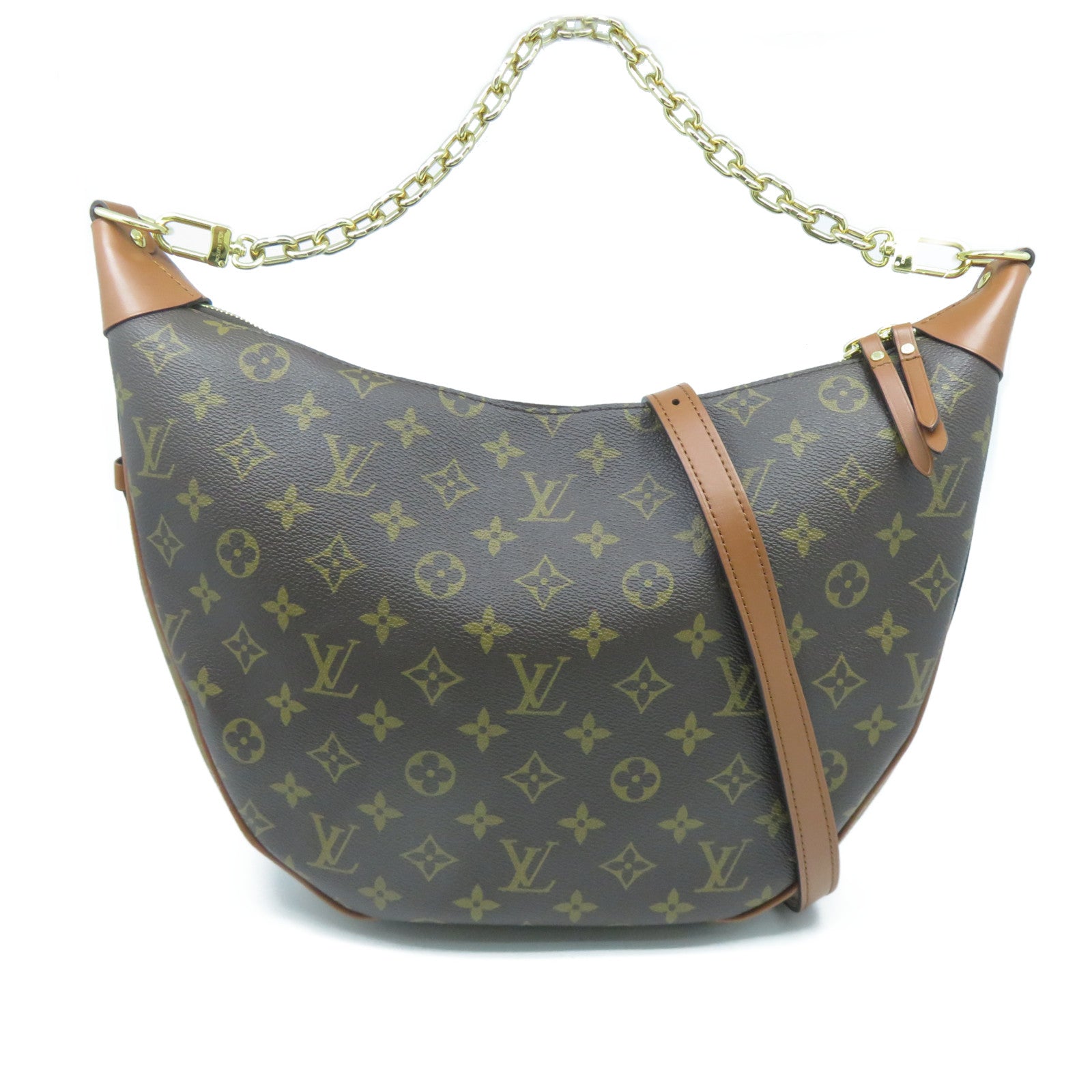 LOUIS VUITTON Monogram Reverse Loop Hobo金扣手挽肩背兩用袋啡色