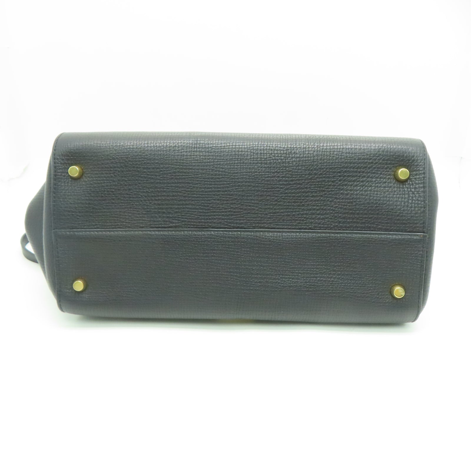BOTTEGA VENETA Leather Shoulder Bag Gold Buckle Black