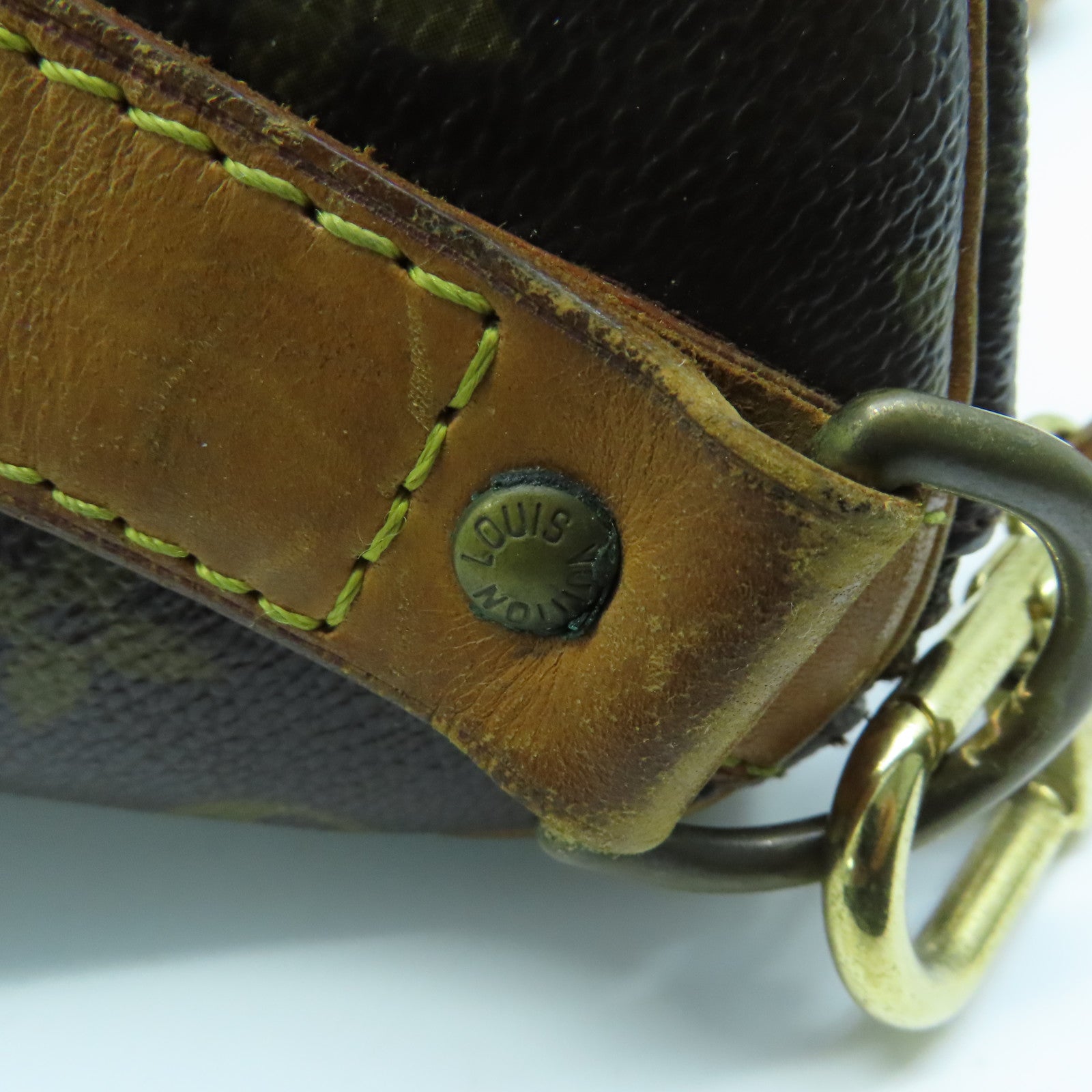 LOUIS VUITTON Monogram Keepall 50 Bandouliere Gold Buckle Boston Bag Brown