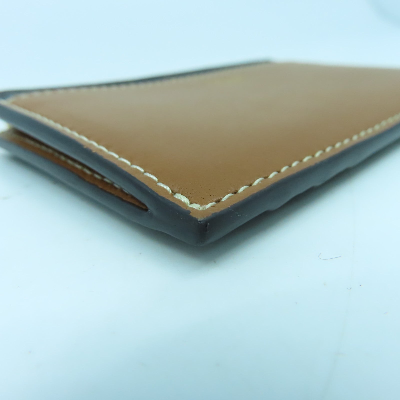 CELINE 牛皮皮革/塗層帆布Card Case金扣卡片套啡色/黑色