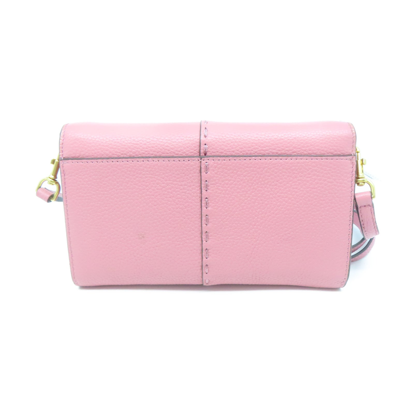Tory Burch 【激減優惠】牛皮皮革Shoulder Bag金扣肩背袋粉紅色