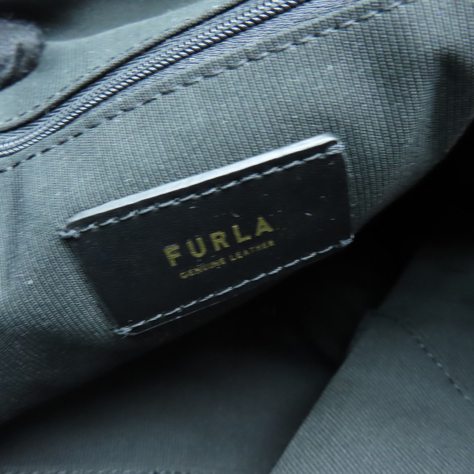 Furla Cowhide Leather 2 Way Shoulder Gold Buckle Handle Shoulder Bag Black