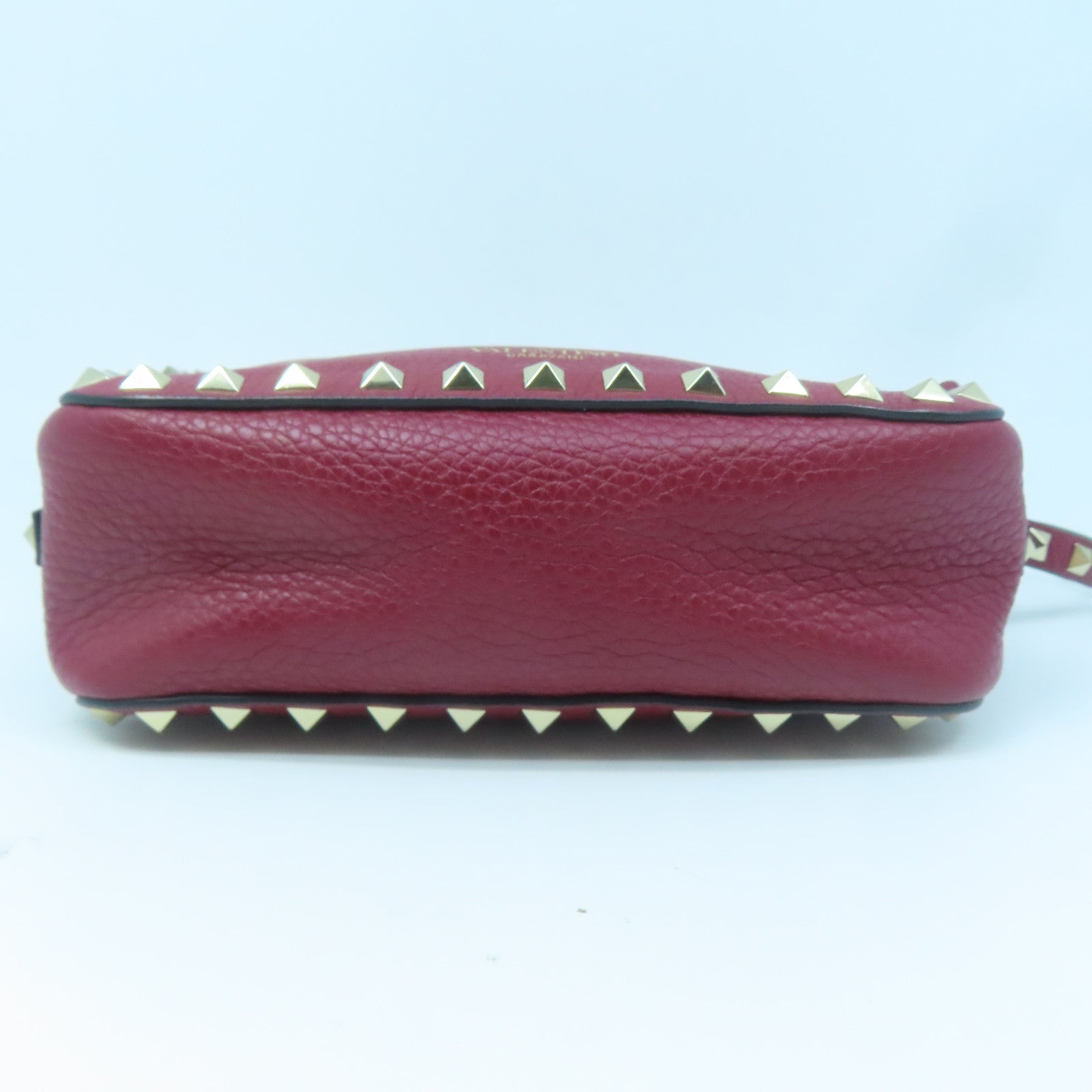 Valentino 牛皮皮革Shoulder Bag金扣肩背袋紅色