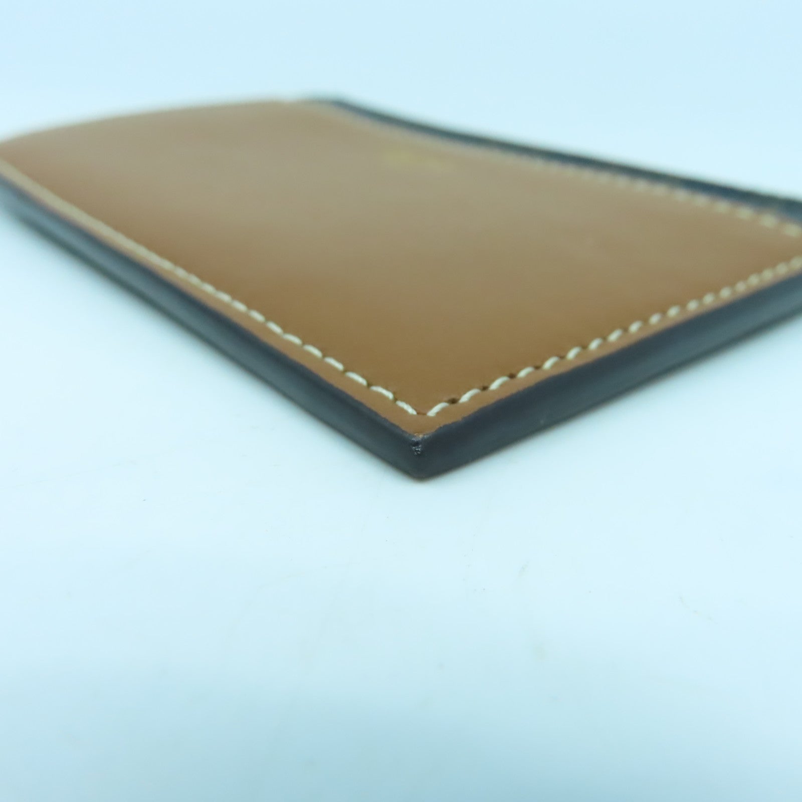 CELINE 牛皮皮革/塗層帆布Card Case金扣卡片套啡色/黑色