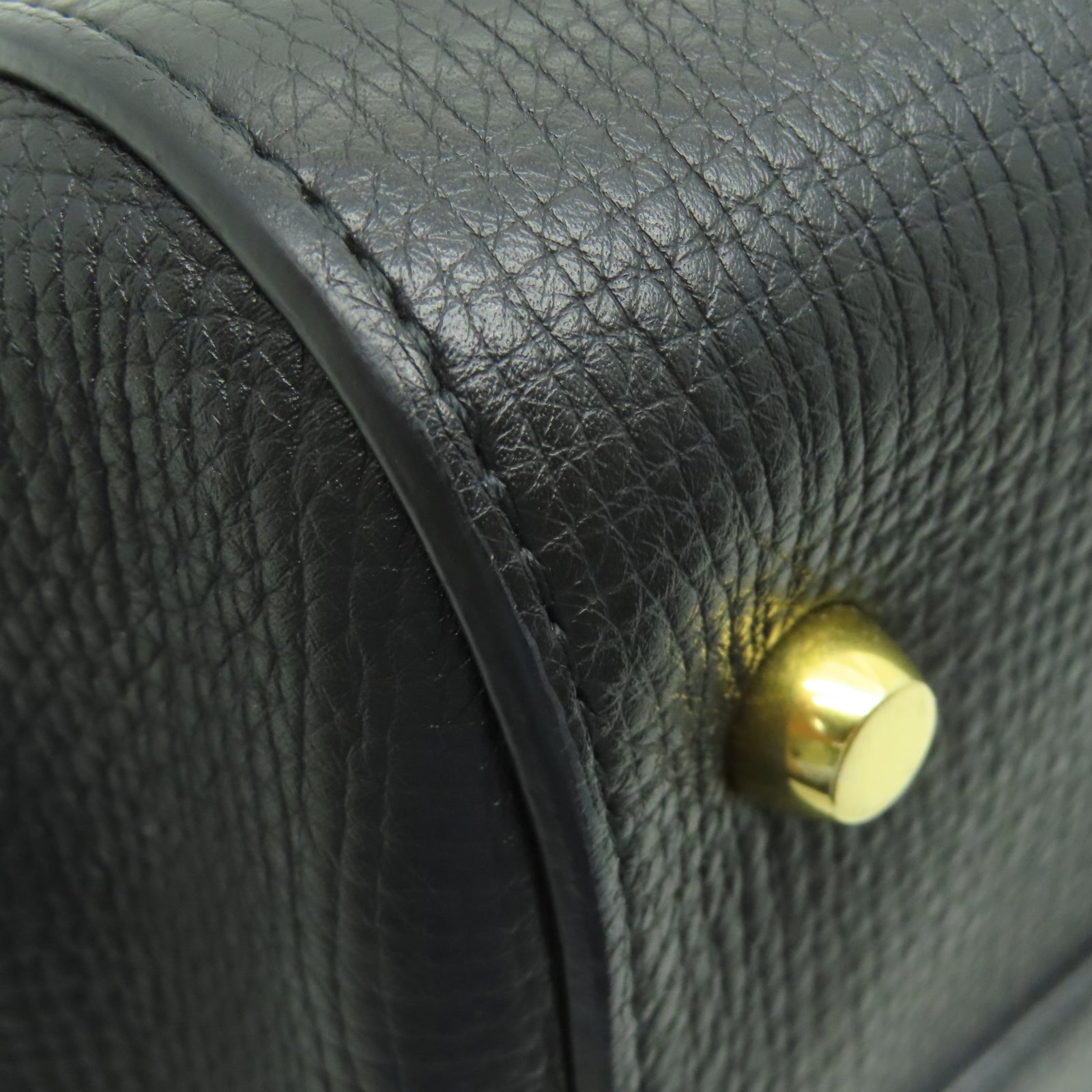 BOTTEGA VENETA Leather Shoulder Bag Gold Buckle Black