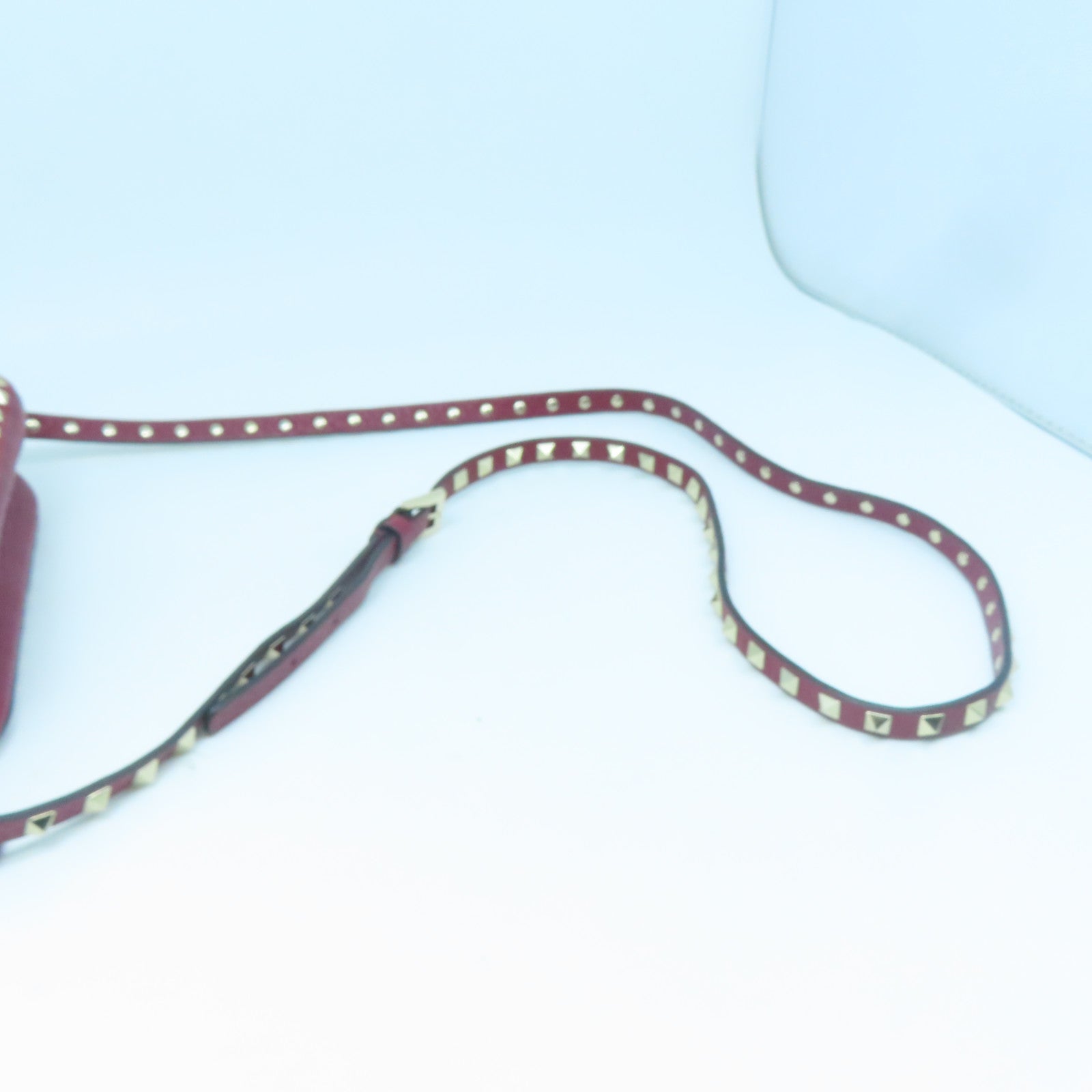 Valentino 牛皮皮革Shoulder Bag金扣肩背袋紅色