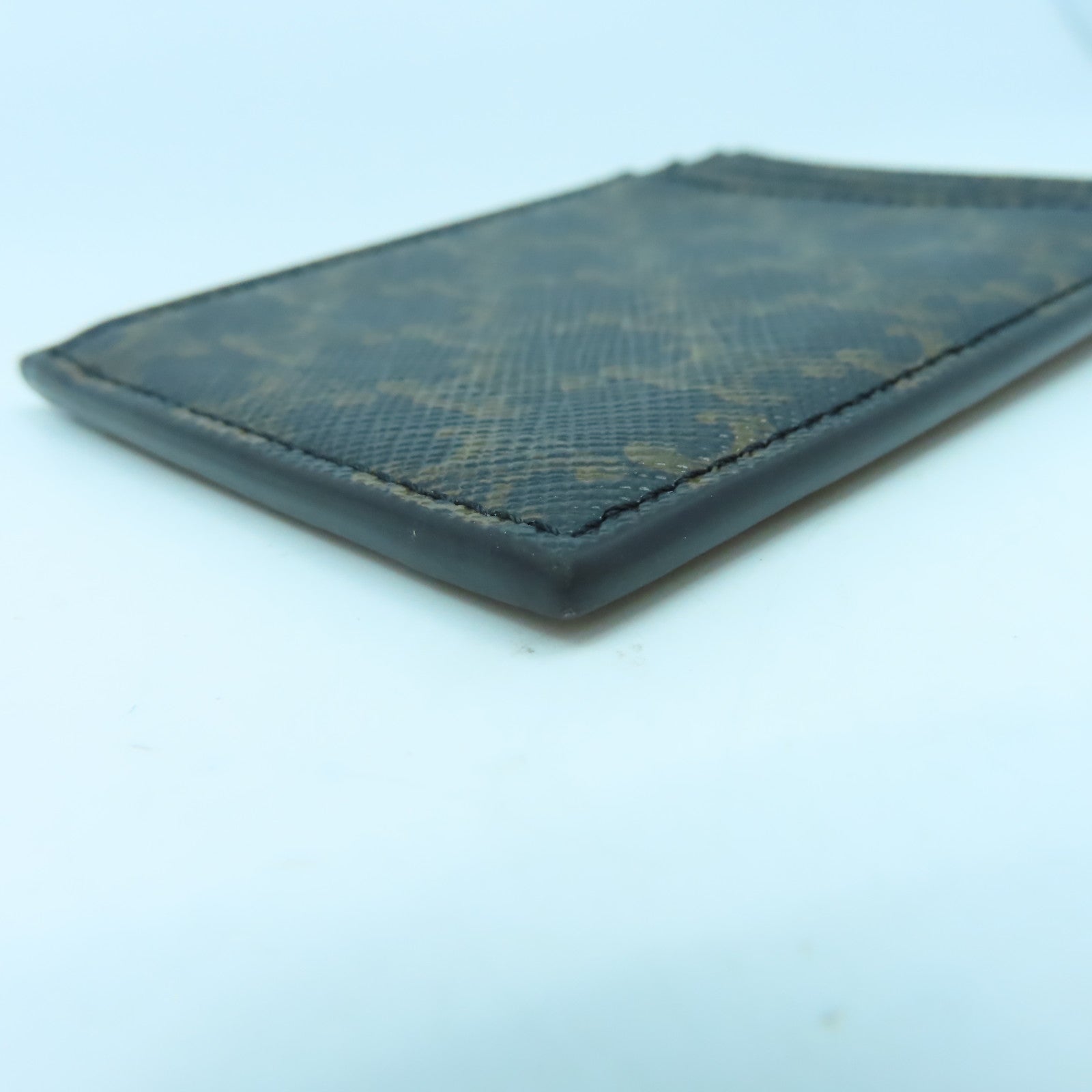 CELINE 牛皮皮革/塗層帆布Card Case金扣卡片套啡色/黑色