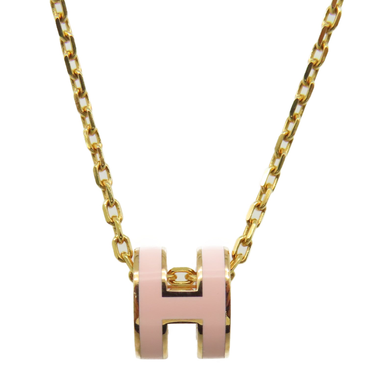 HERMES 金屬Mini Pop H Necklace項鏈粉紅色/金色