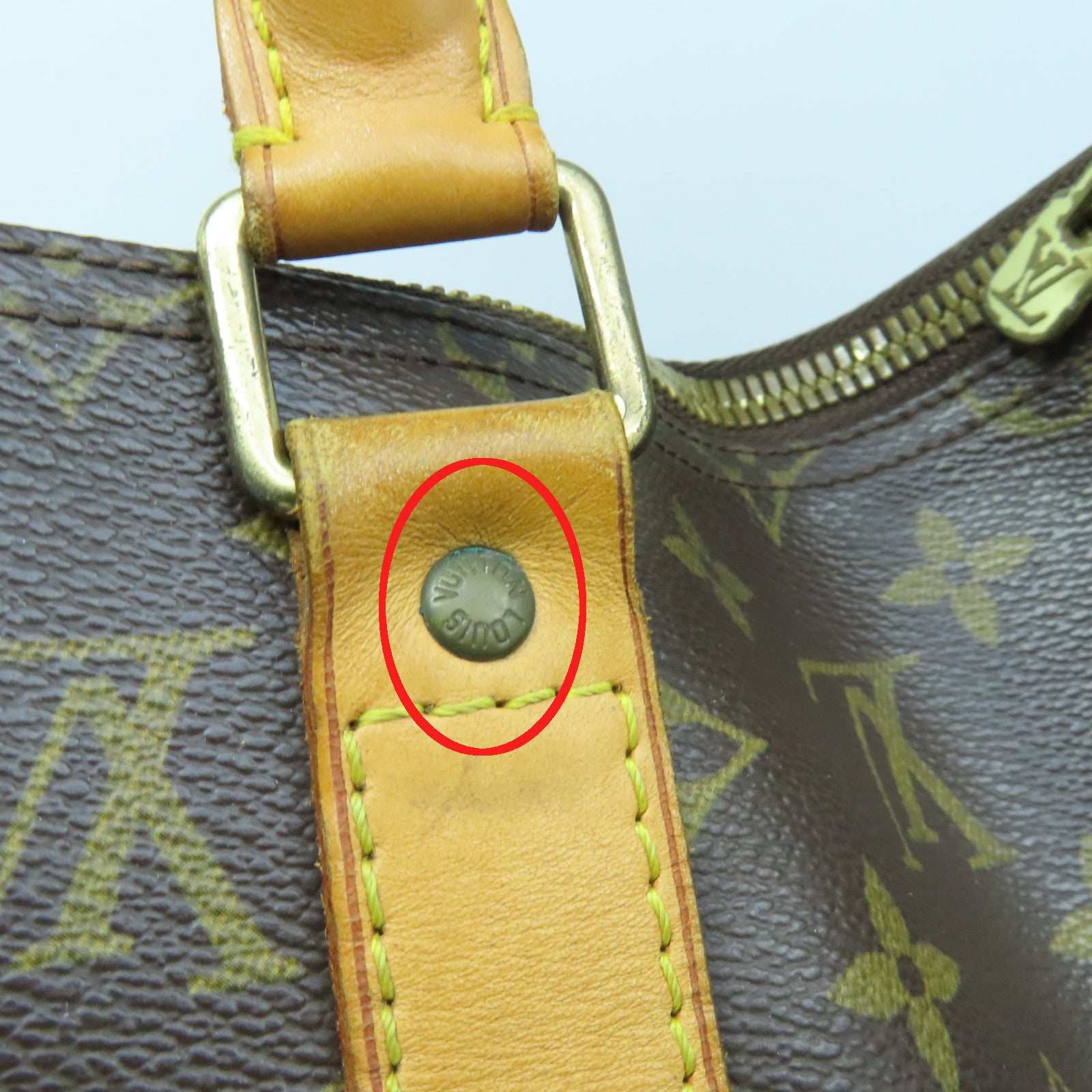 LOUIS VUITTON Monogram Keepall 50 Bandouliere Gold Buckle Boston Bag Brown