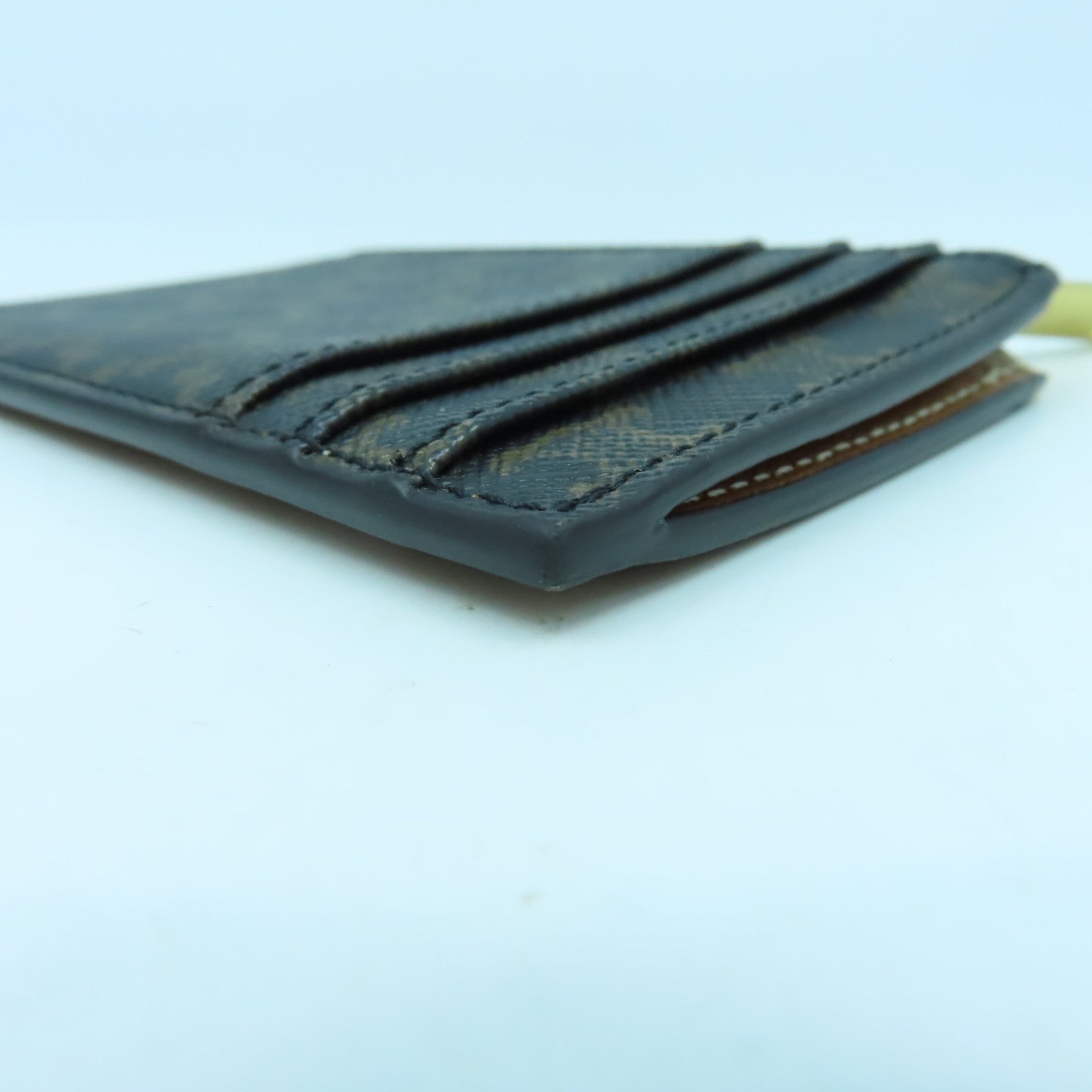 CELINE 牛皮皮革/塗層帆布Card Case金扣卡片套啡色/黑色