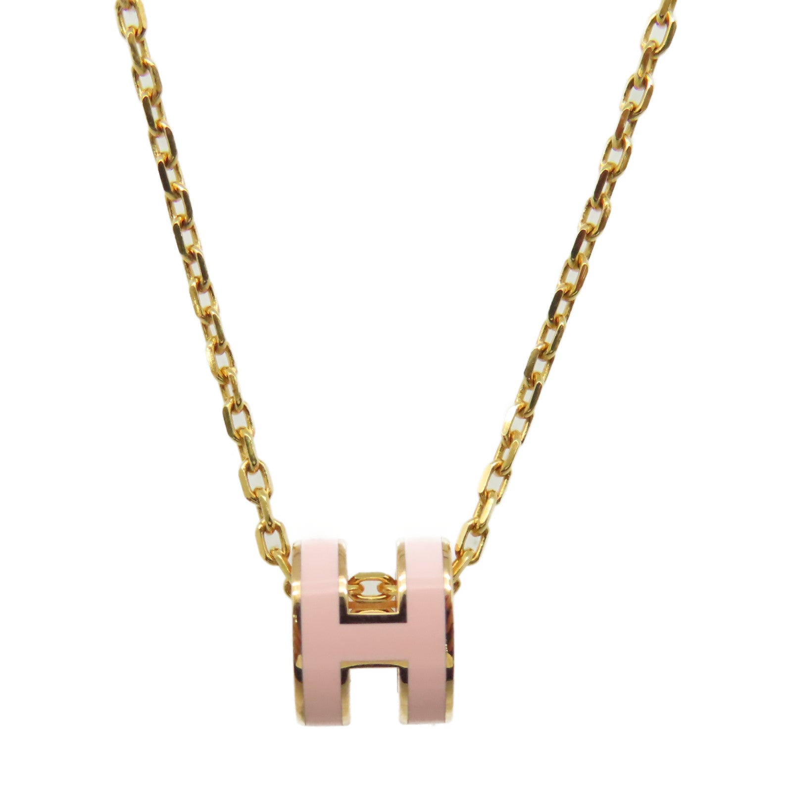 HERMES 金屬Mini Pop H Necklace項鏈粉紅色/金色