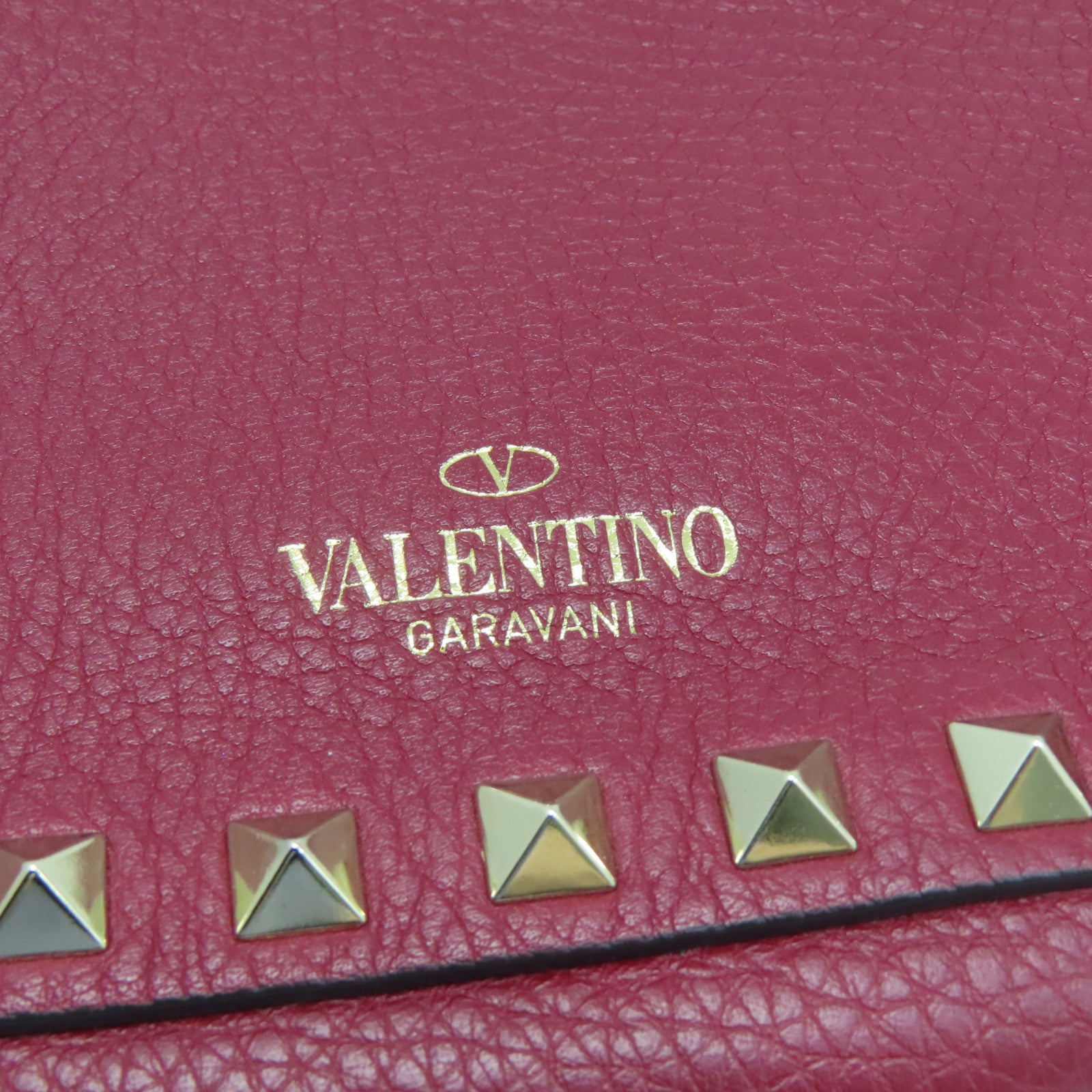Valentino 牛皮皮革Shoulder Bag金扣肩背袋紅色