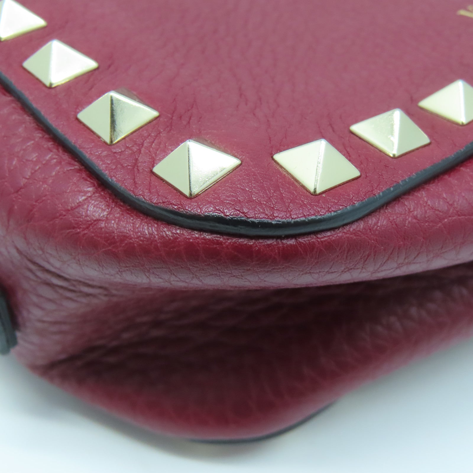 Valentino 牛皮皮革Shoulder Bag金扣肩背袋紅色