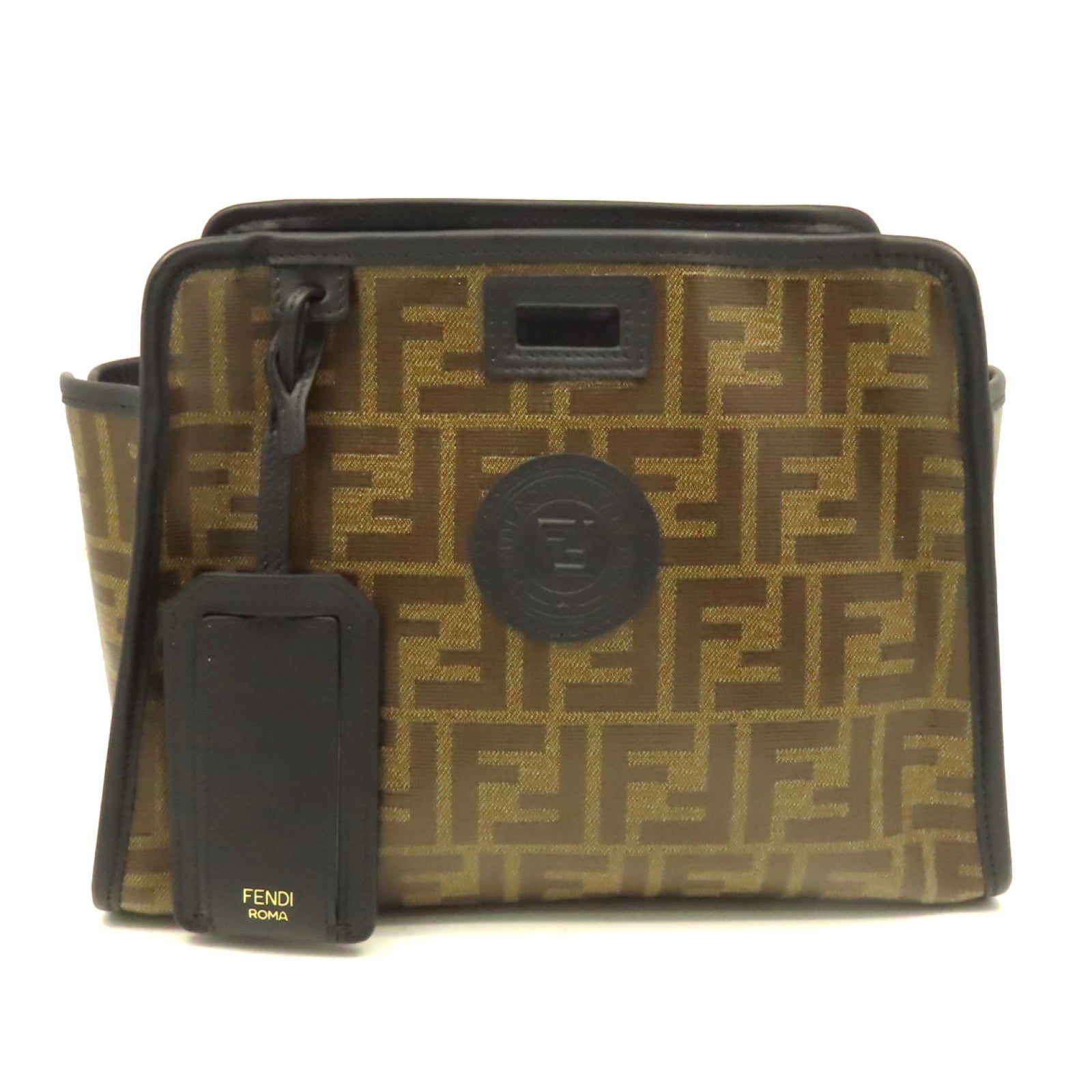 FENDI 塗層帆布Peekaboo Defender Cove Clutch Bag手拿包啡色