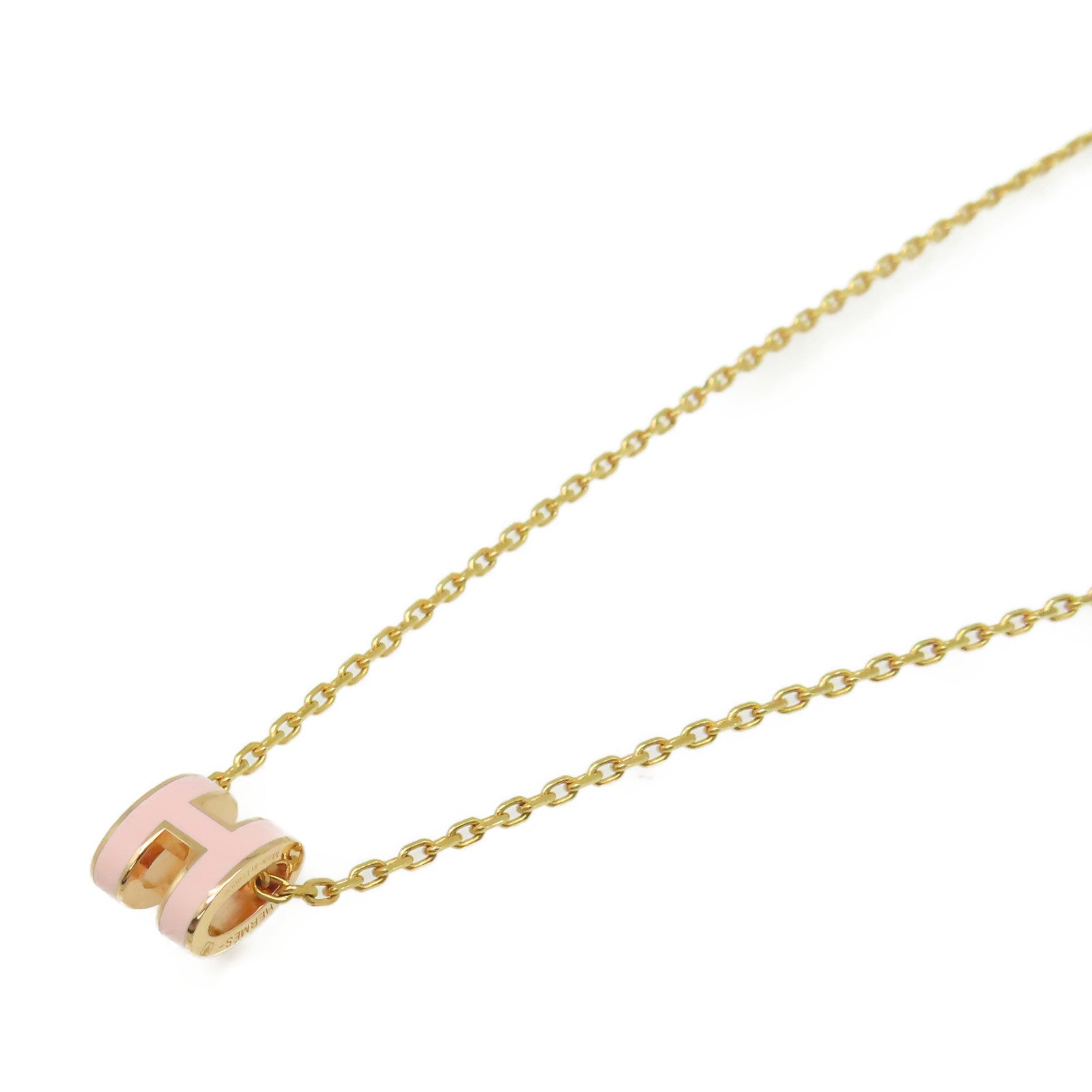 HERMES 金屬Mini Pop H Necklace項鏈粉紅色/金色