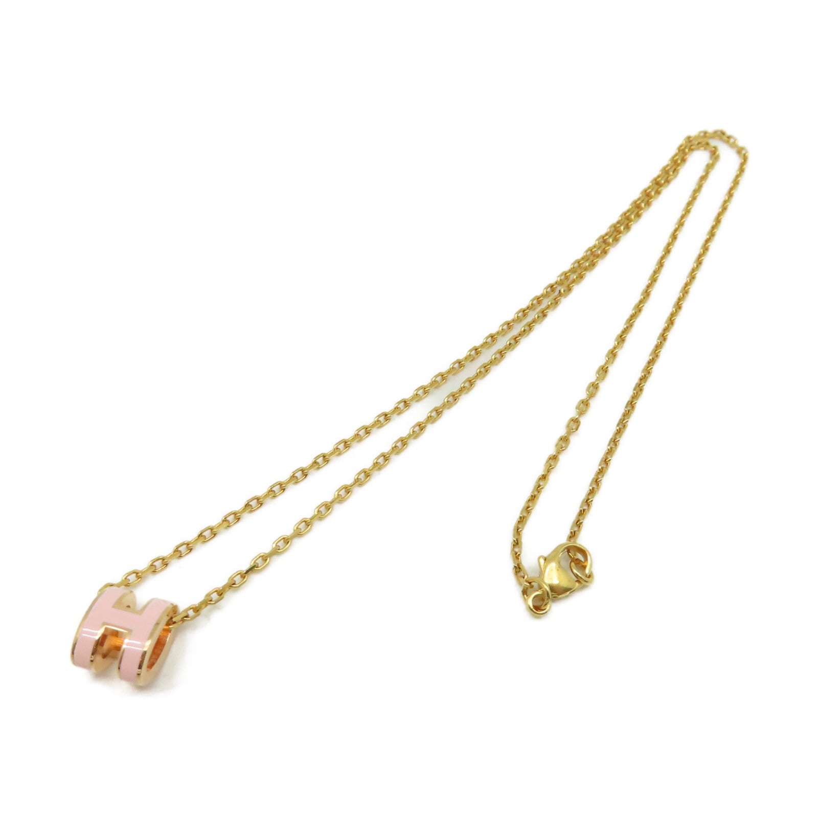 HERMES 金屬Mini Pop H Necklace項鏈粉紅色/金色