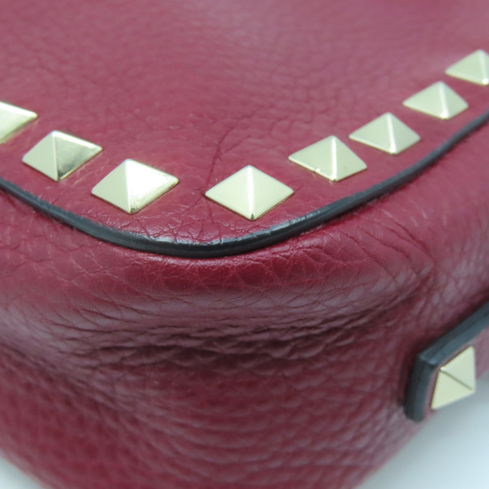 Valentino 牛皮皮革Shoulder Bag金扣肩背袋紅色