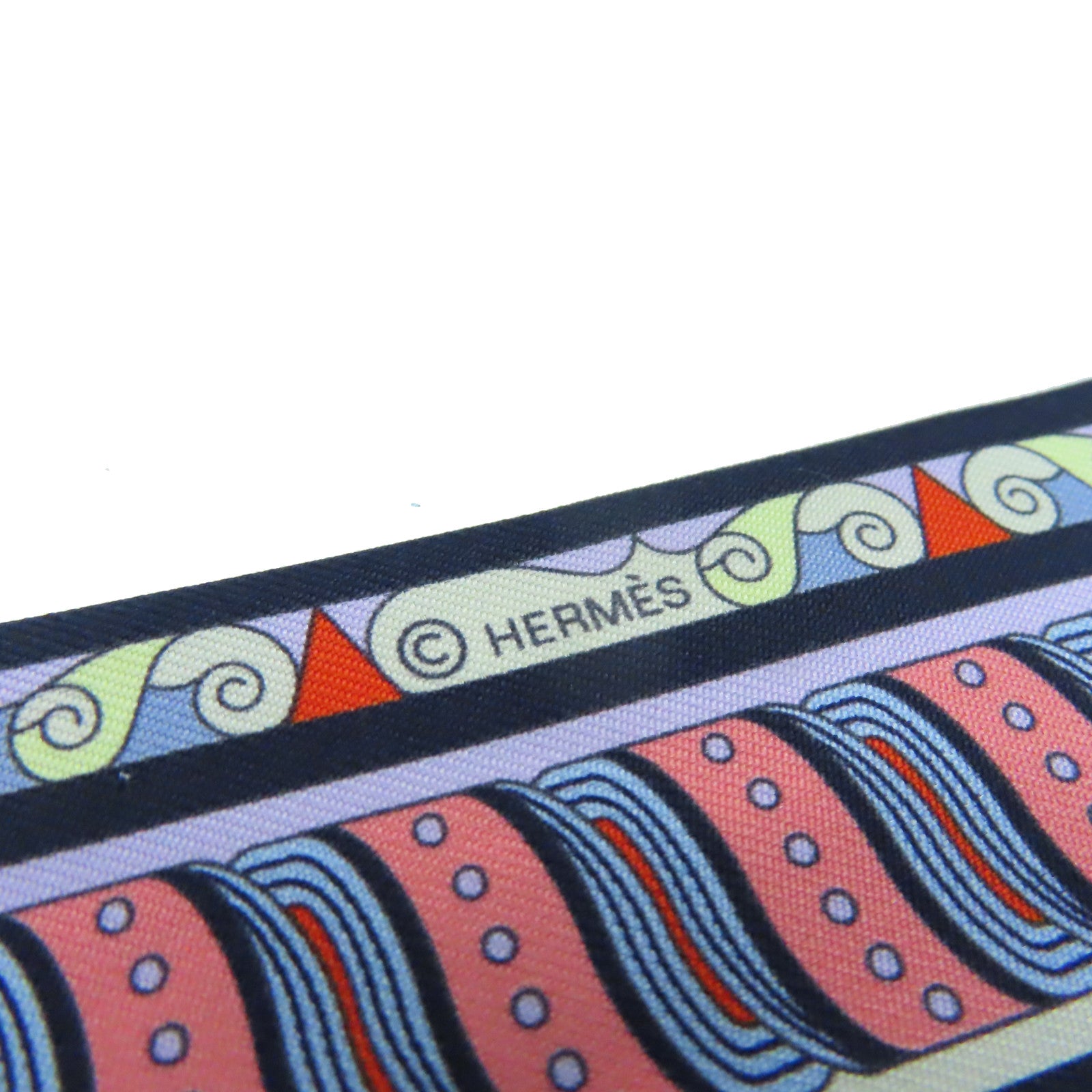 HERMES 絲質Twilly Scarf絲巾h深藍色/粉紅色/彩色