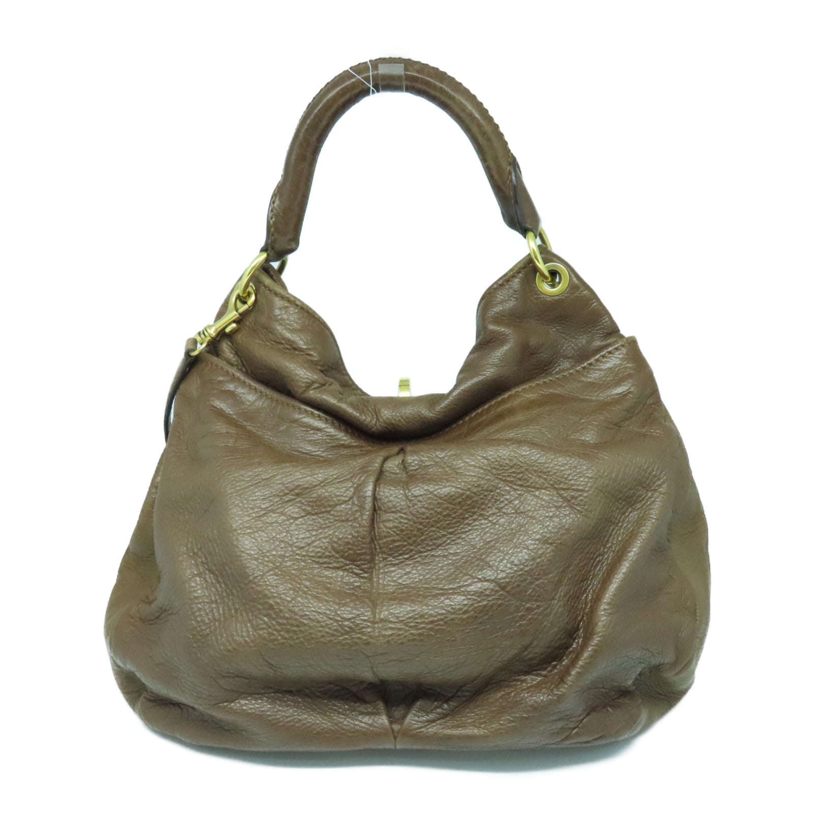 Miu Miu 牛皮皮革2 Way Shoulder Bag金扣手挽肩背兩用袋啡色