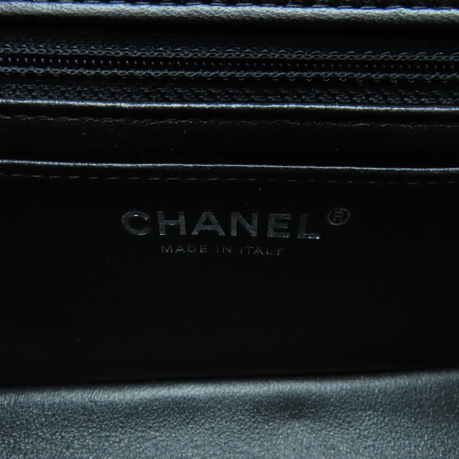 CHANEL 菱格羊皮皮革Chain Shoulder銀扣鏈帶肩背袋黑色