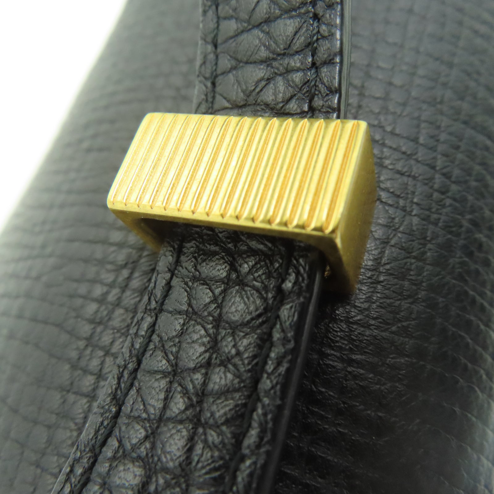 BOTTEGA VENETA Leather Shoulder Bag Gold Buckle Black