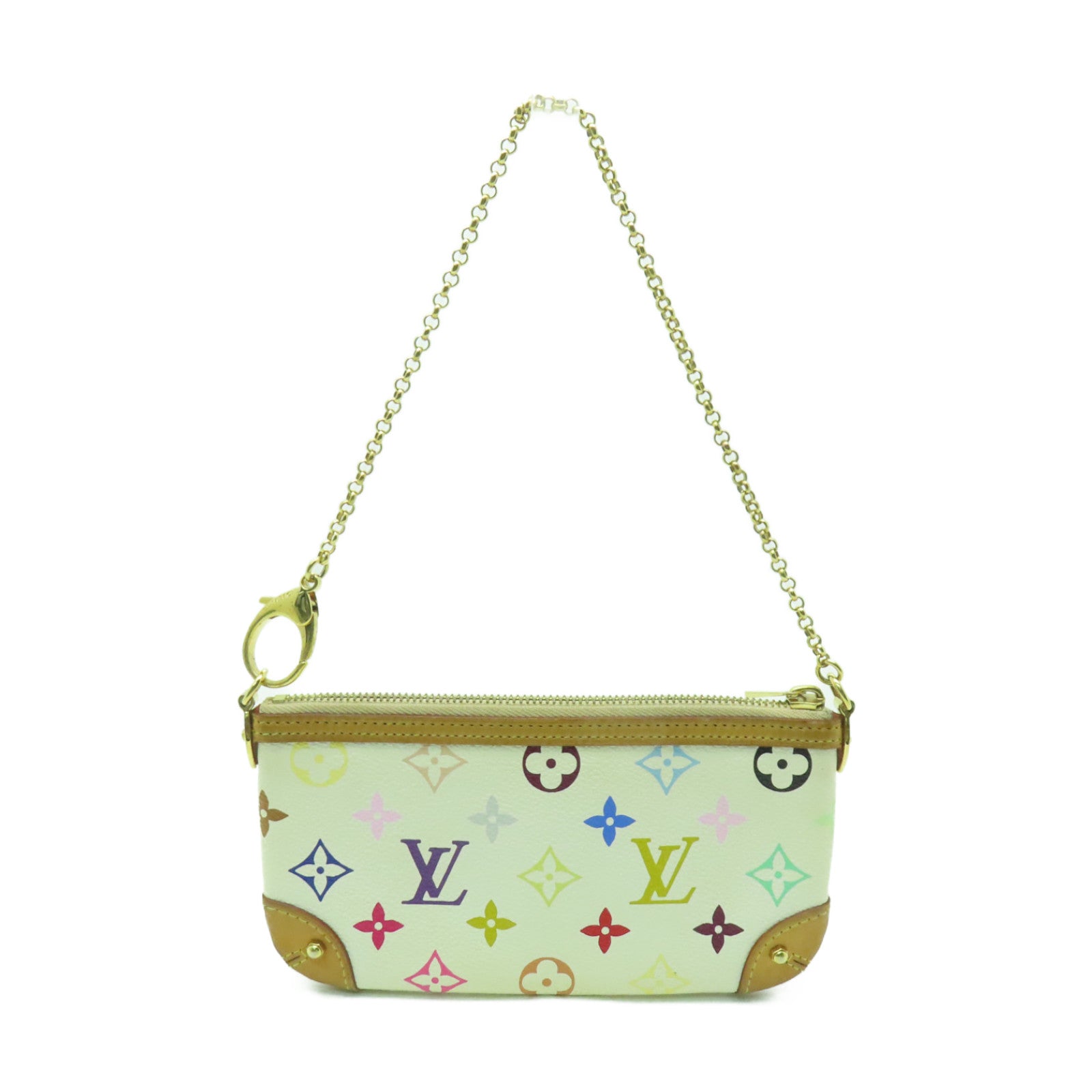 LOUIS VUITTON Monogram Multicolore Pochette Milla MM金扣鏈帶肩背袋白色/多色