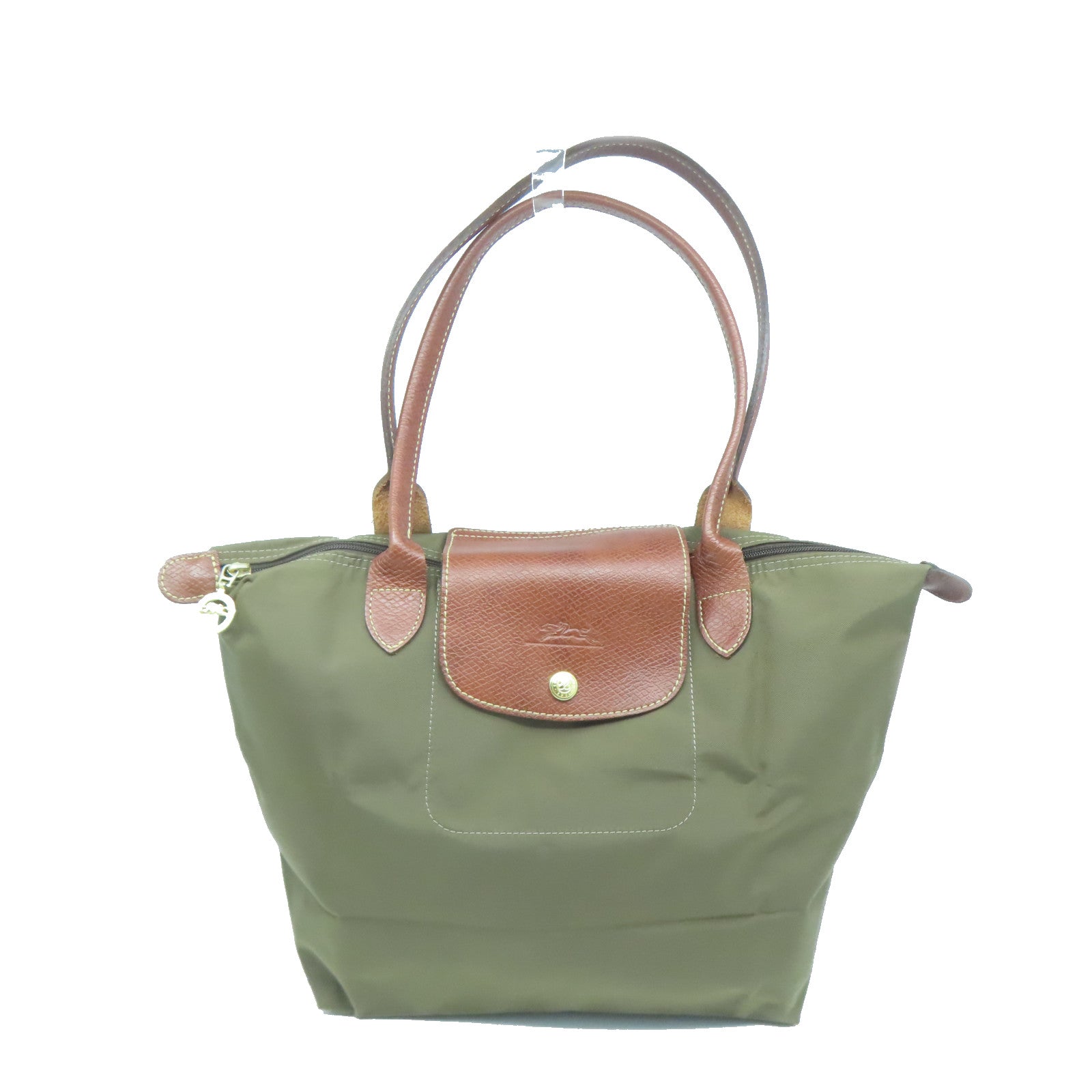 Longchamp 尼龍Shoulder Bag金扣肩背袋綠色/棕色