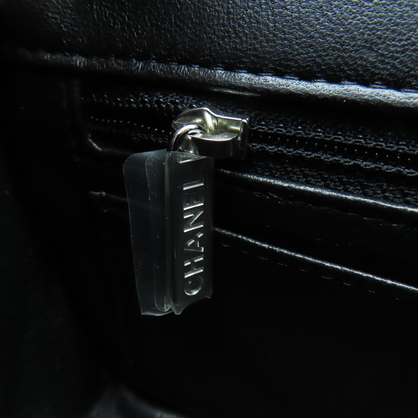 CHANEL 菱格羊皮皮革Chain Shoulder銀扣鏈帶肩背袋黑色