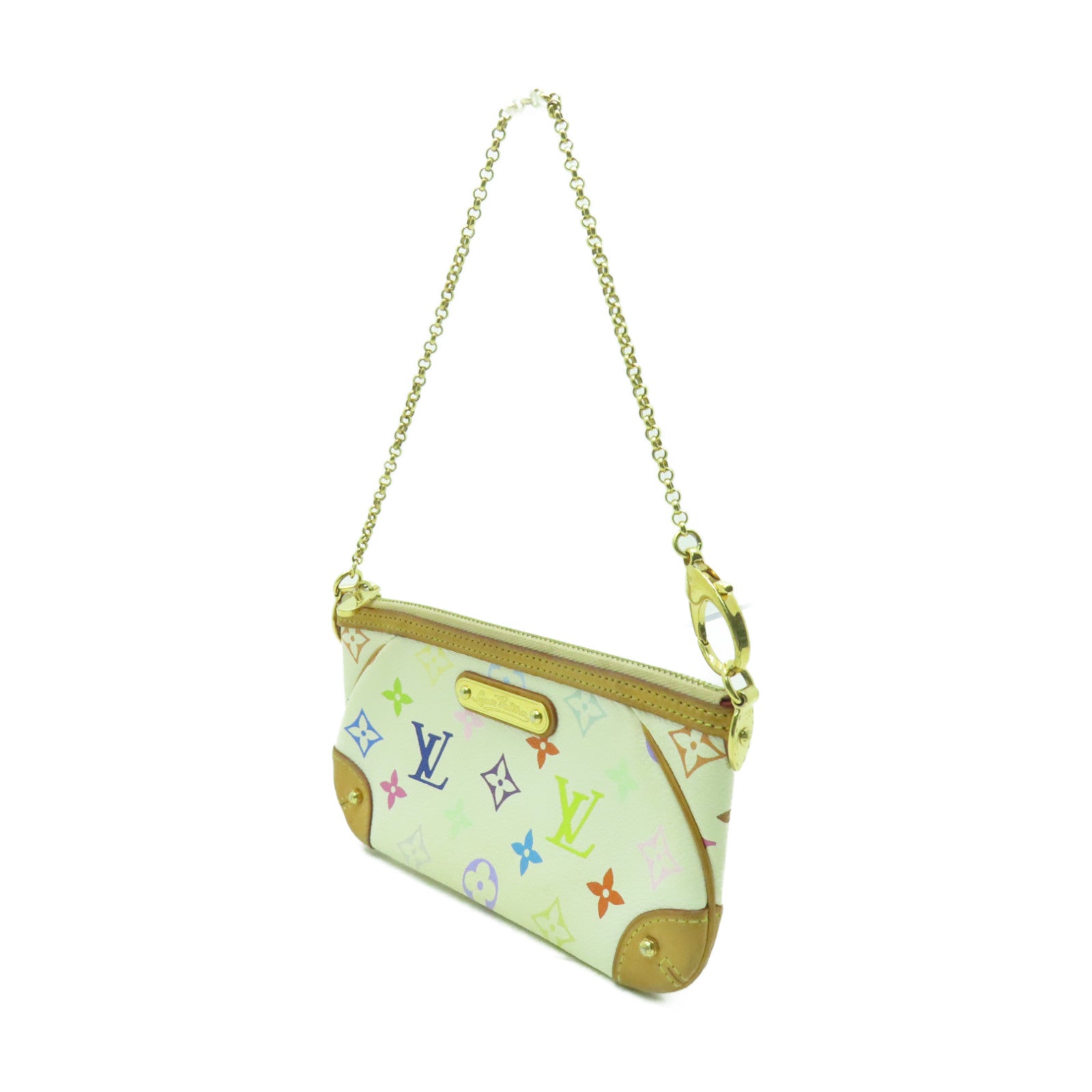 LOUIS VUITTON Monogram Multicolore Pochette Milla MM金扣鏈帶肩背袋白色/多色