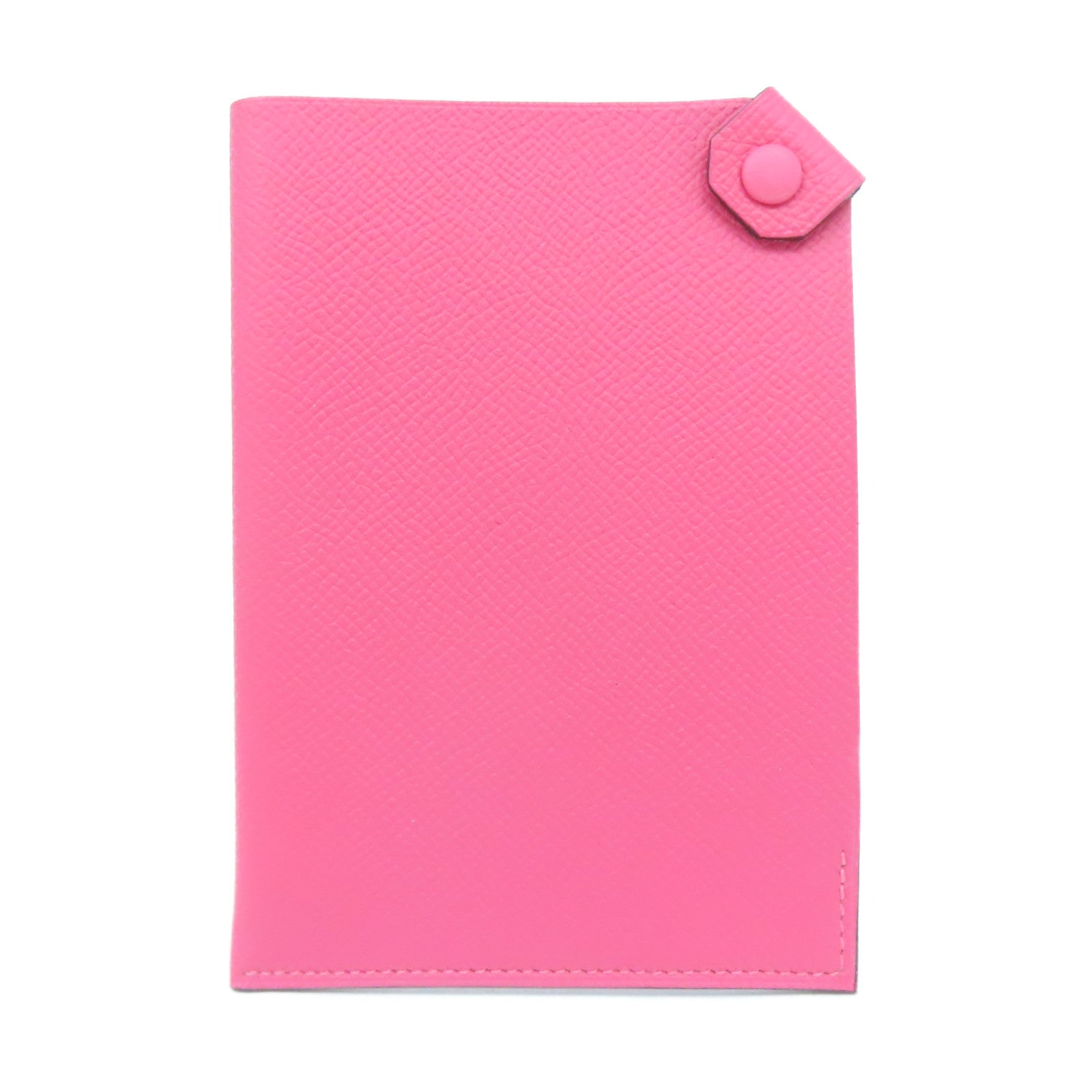 HERMES Epsom皮革Passport Case銀扣護照套粉紅色