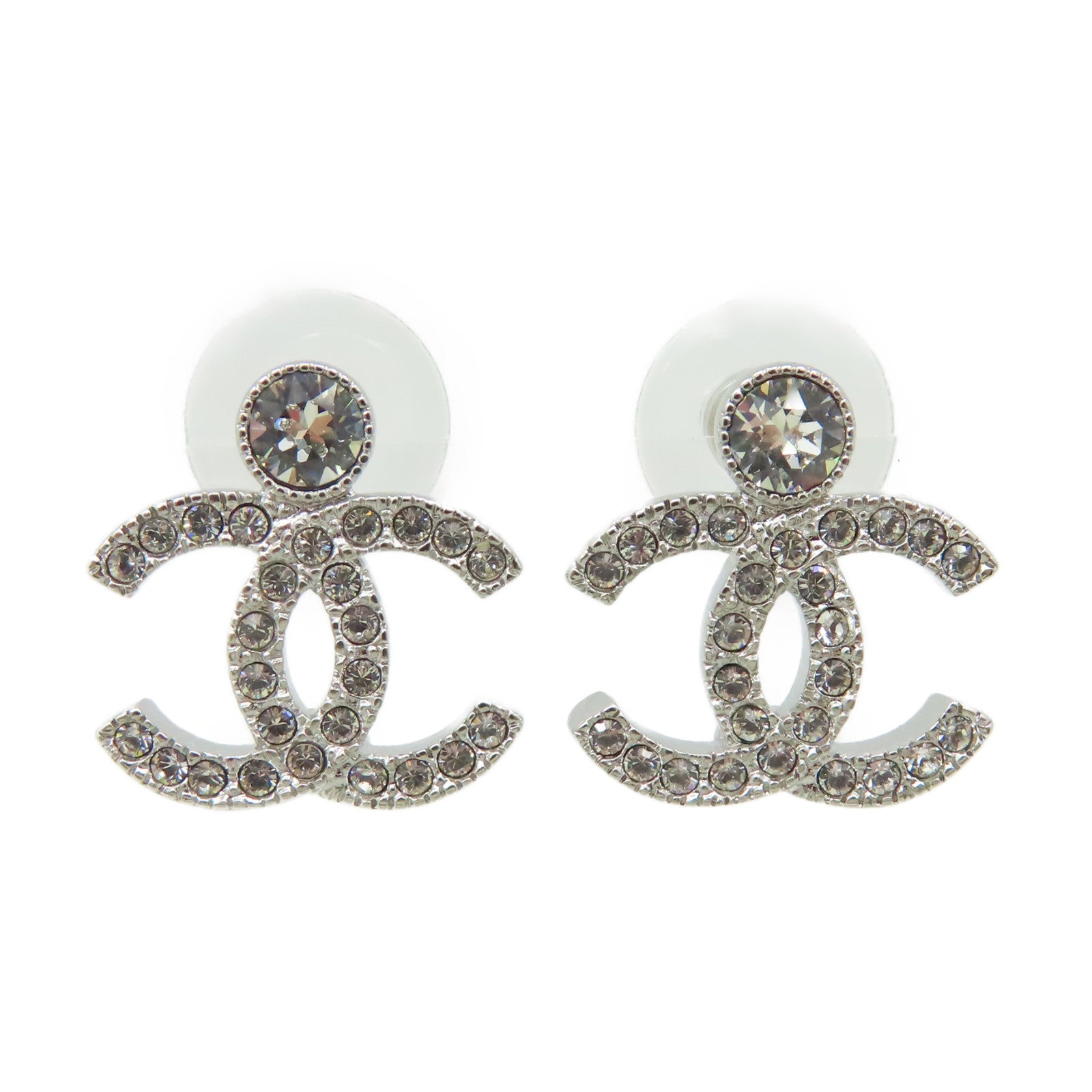 CHANEL 金屬CC Earrings耳環銀色